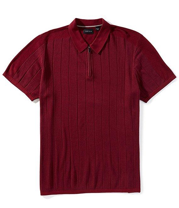 Perry Ellis Big & Tall Color Block Quarter-Zip Short Sleeve Polo Shirt Product Image