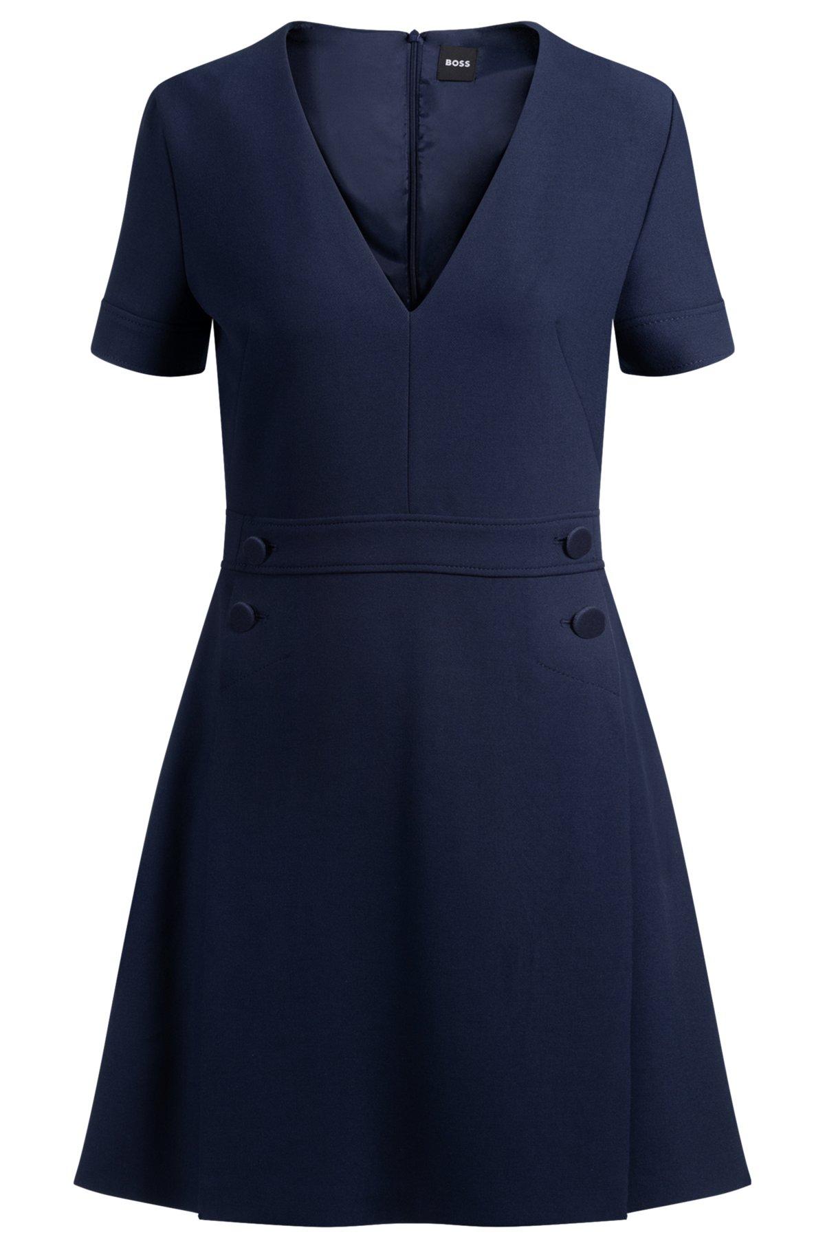 V-neck bodycon business dress with tone-on-tone buttons Product Image