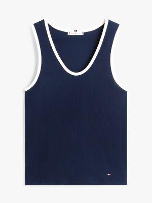 Ribbed Stretch-Cotton V-Neck Tank Product Image