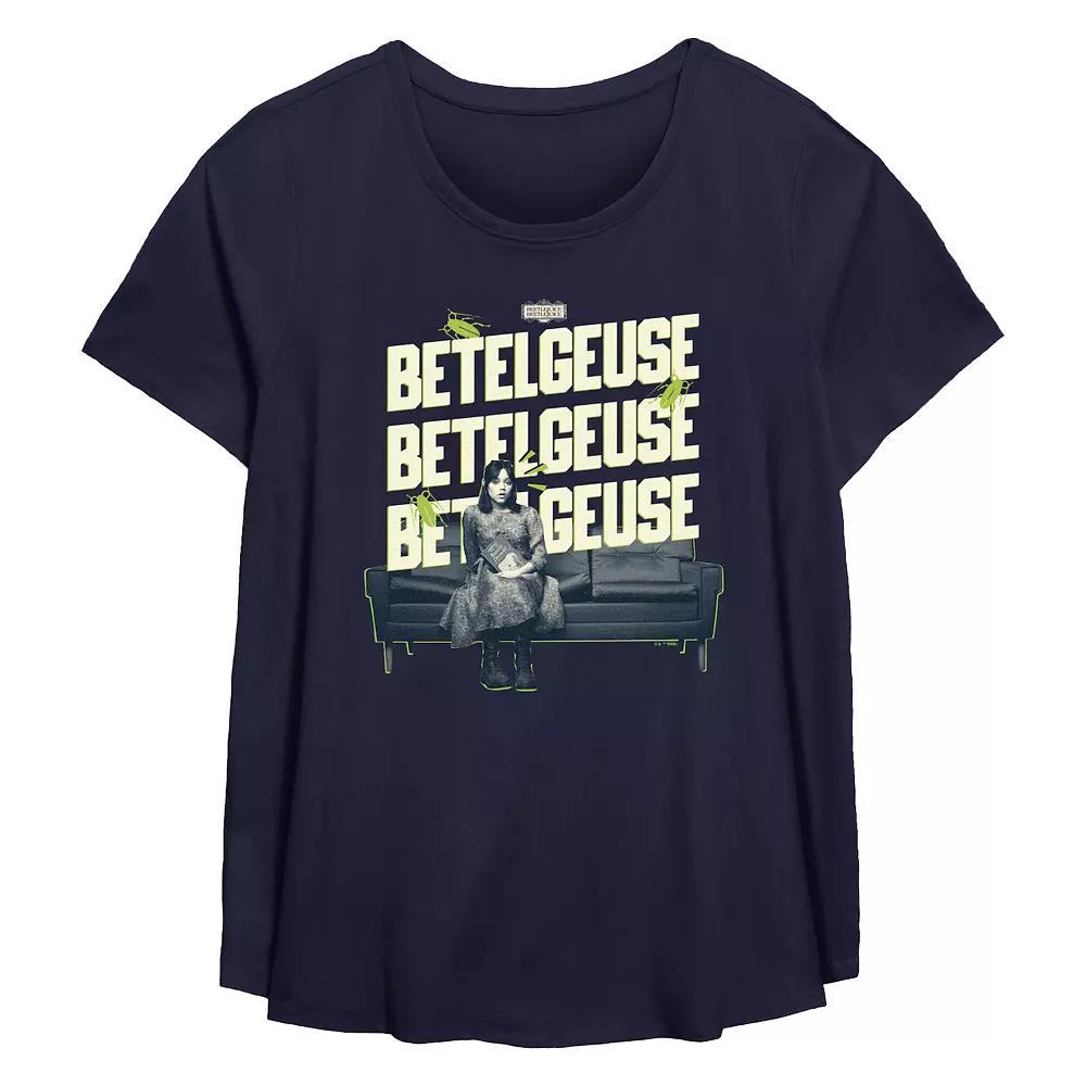 Plus Size Beetlejuice 2 Astrid On A Couch Flowy Graphic Tee, Women's, Size: 1XL, Blue Product Image