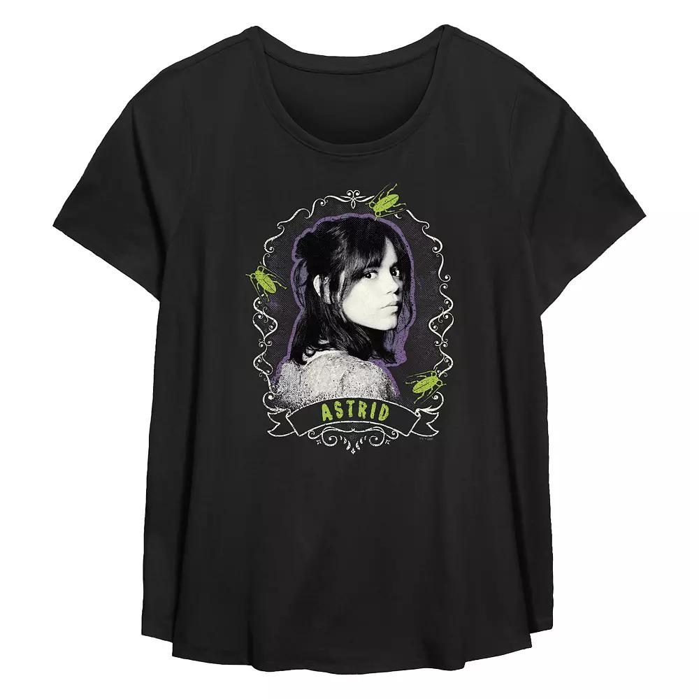 Plus Size Beetlejuice 2 Astrid Framed Portrait Flowy Graphic Tee, Women's, Size: 5XL, Black Product Image