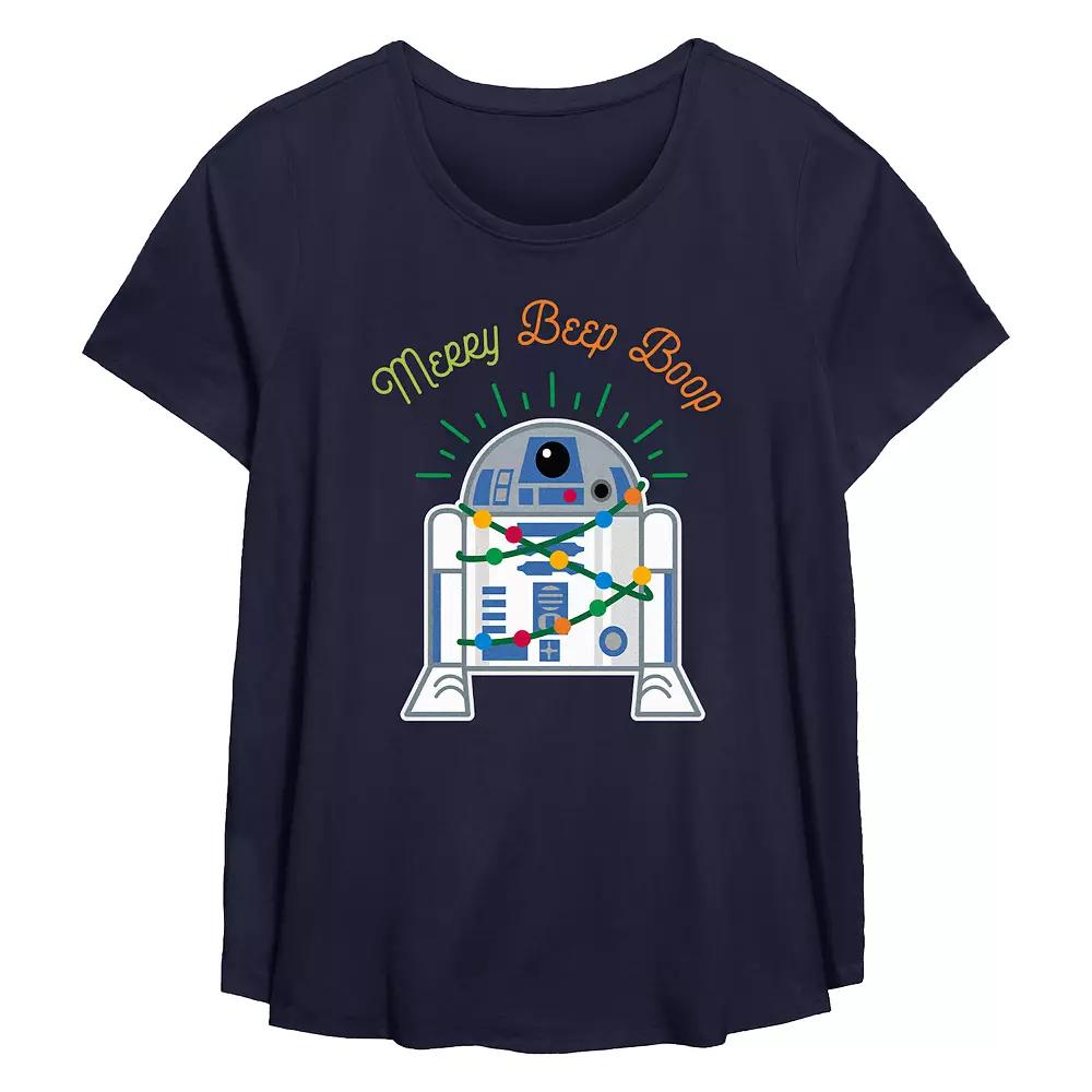 Plus Size Star Wars R2-D2 Merry Beep Boop Flowy Graphic Tee, Women's, Size: 2XL, Blue Product Image