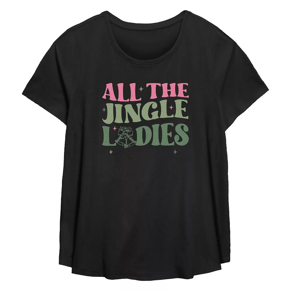 Plus Size All The Jingle Ladies Flowy Graphic Tee, Women's, Size: 4XL, Black Product Image