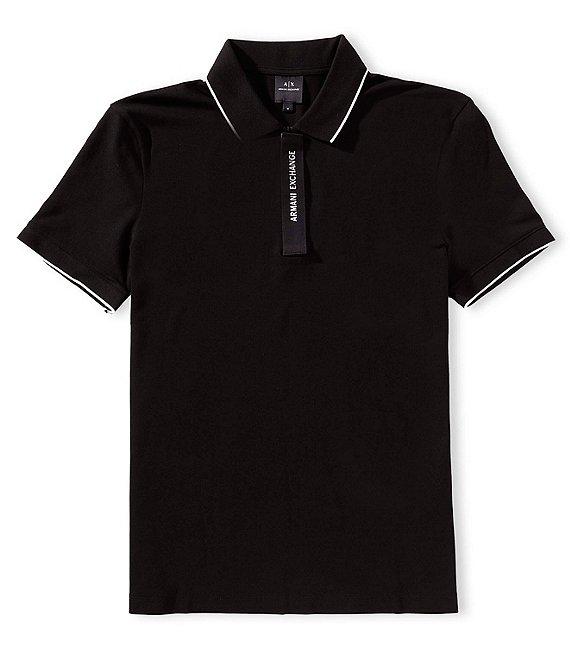 Armani Exchange Slim Fit Zipper Logo Short Sleeve Polo Shirt Product Image
