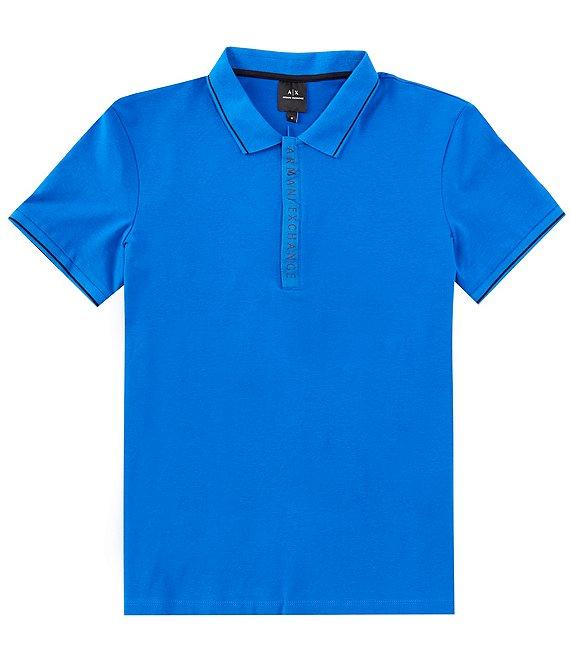 Armani Exchange Slim Fit Covered Logo Zipper Short Sleeve Polo Shirt Product Image