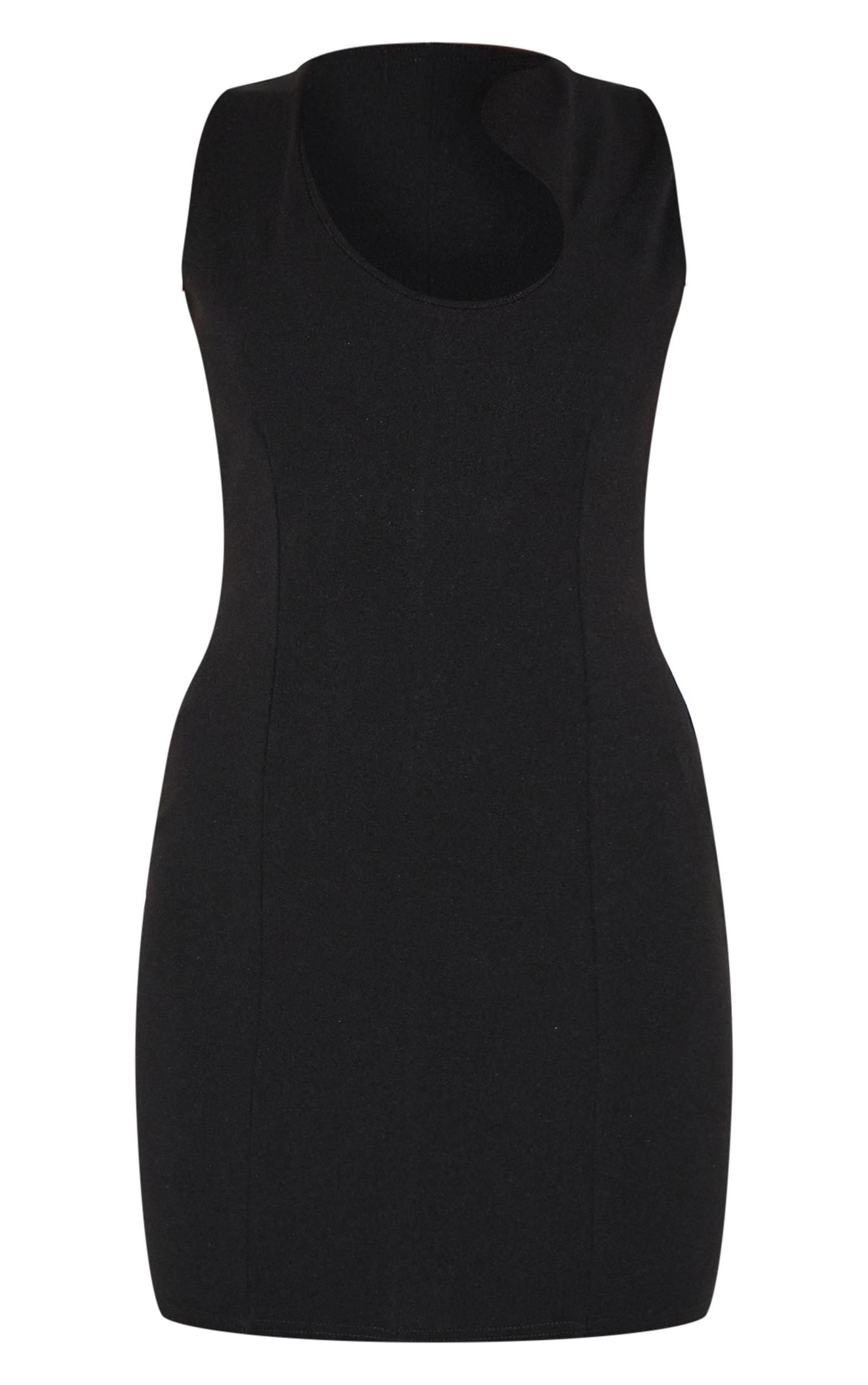 Black Stretch Woven Mini Dress Product Image