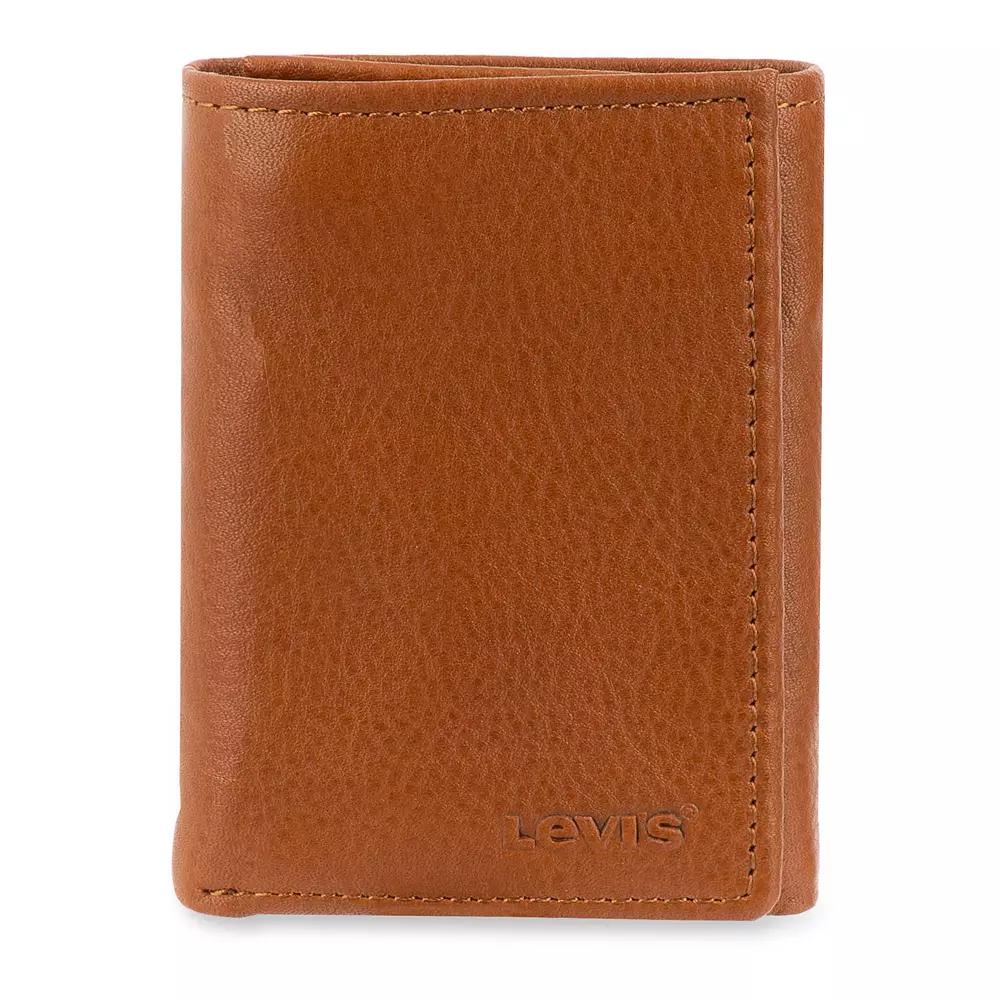 Men's Levi's RFID-Blocking Slim Trifold Wallet with Hidden Zipper Pocket, Black Product Image