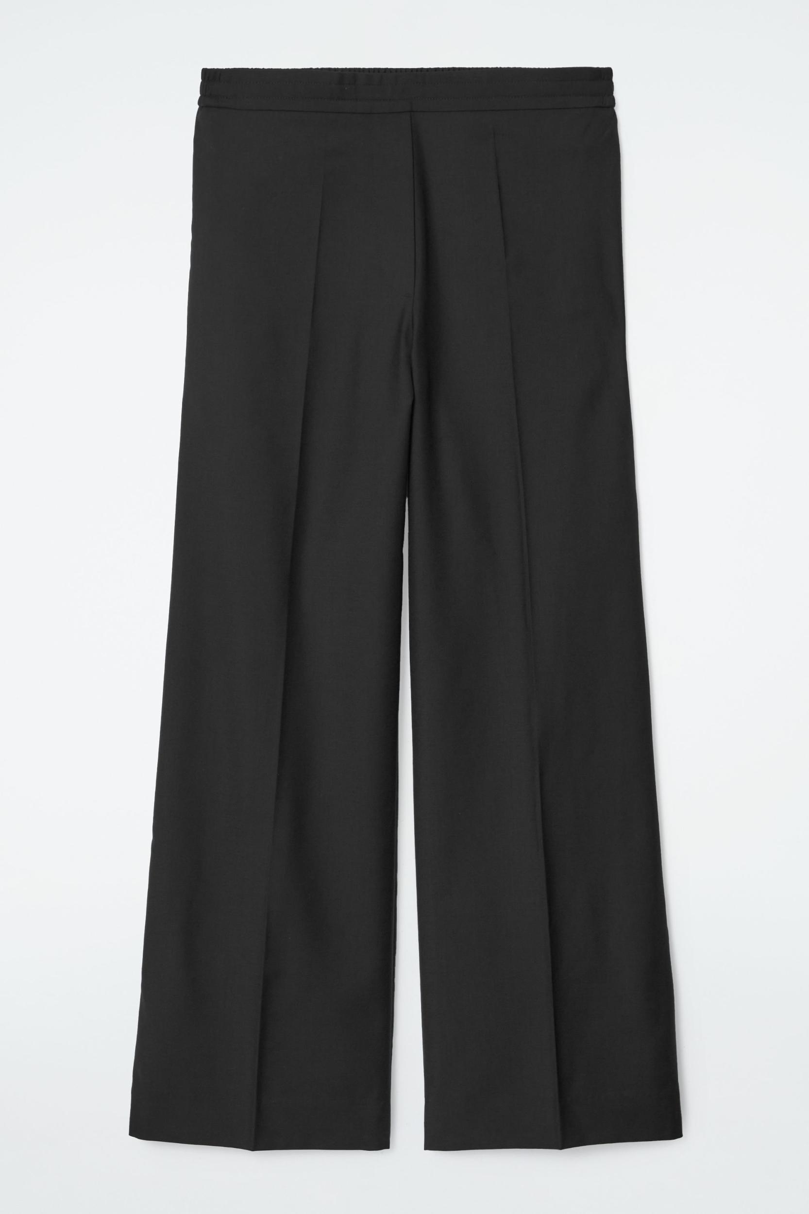 REGULAR ELASTICATED WOOL STRAIGHT-LEG PANTS Product Image