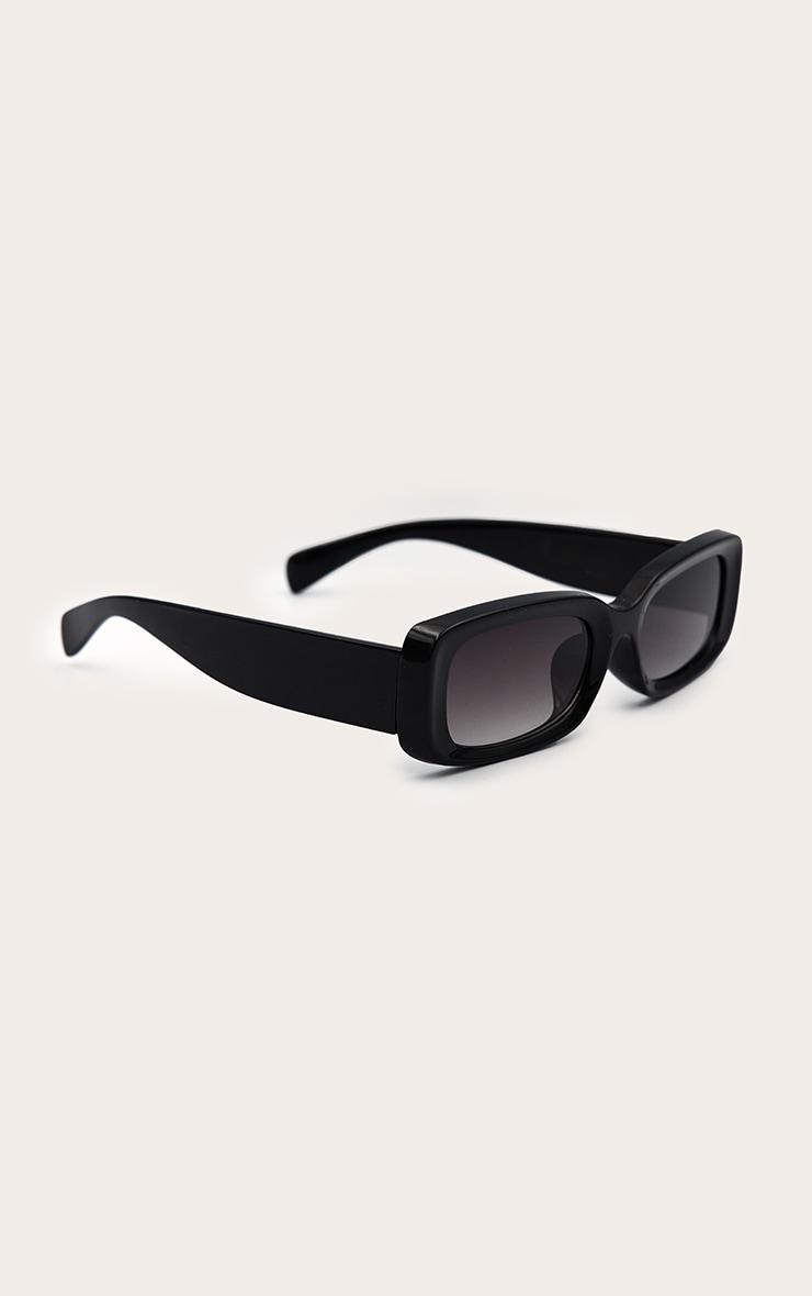 Black Rectangular Slim Frame Sunglasses Product Image