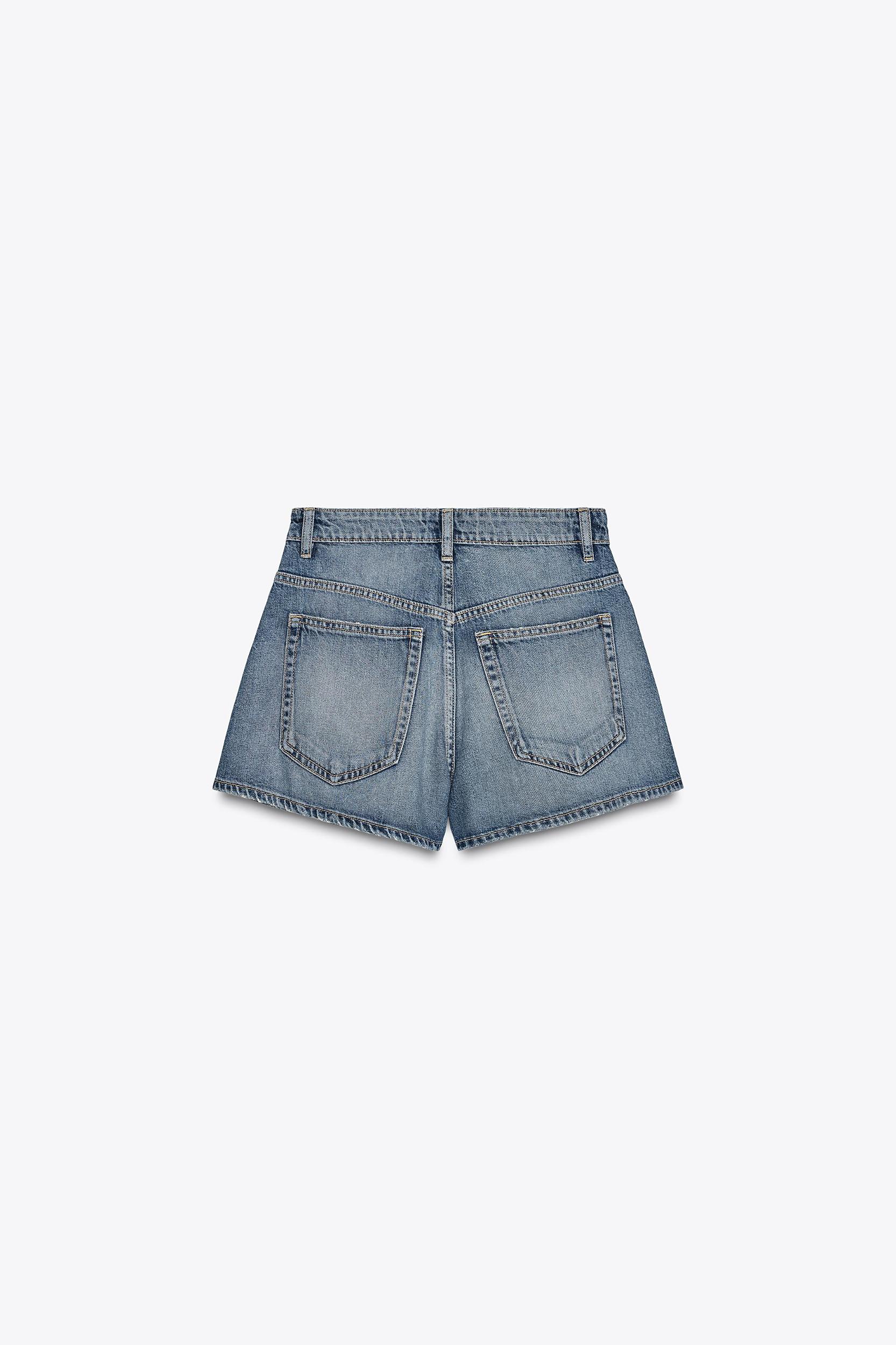 TRF PLEATED DENIM SHORTS Product Image