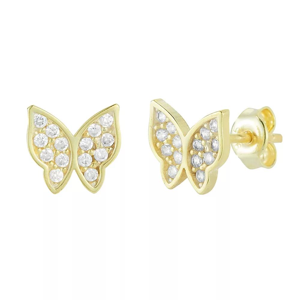 Sunkissed Sterling Butterfly Cubic Zirconia Stud Earrings, Women's, Gold Tone Product Image