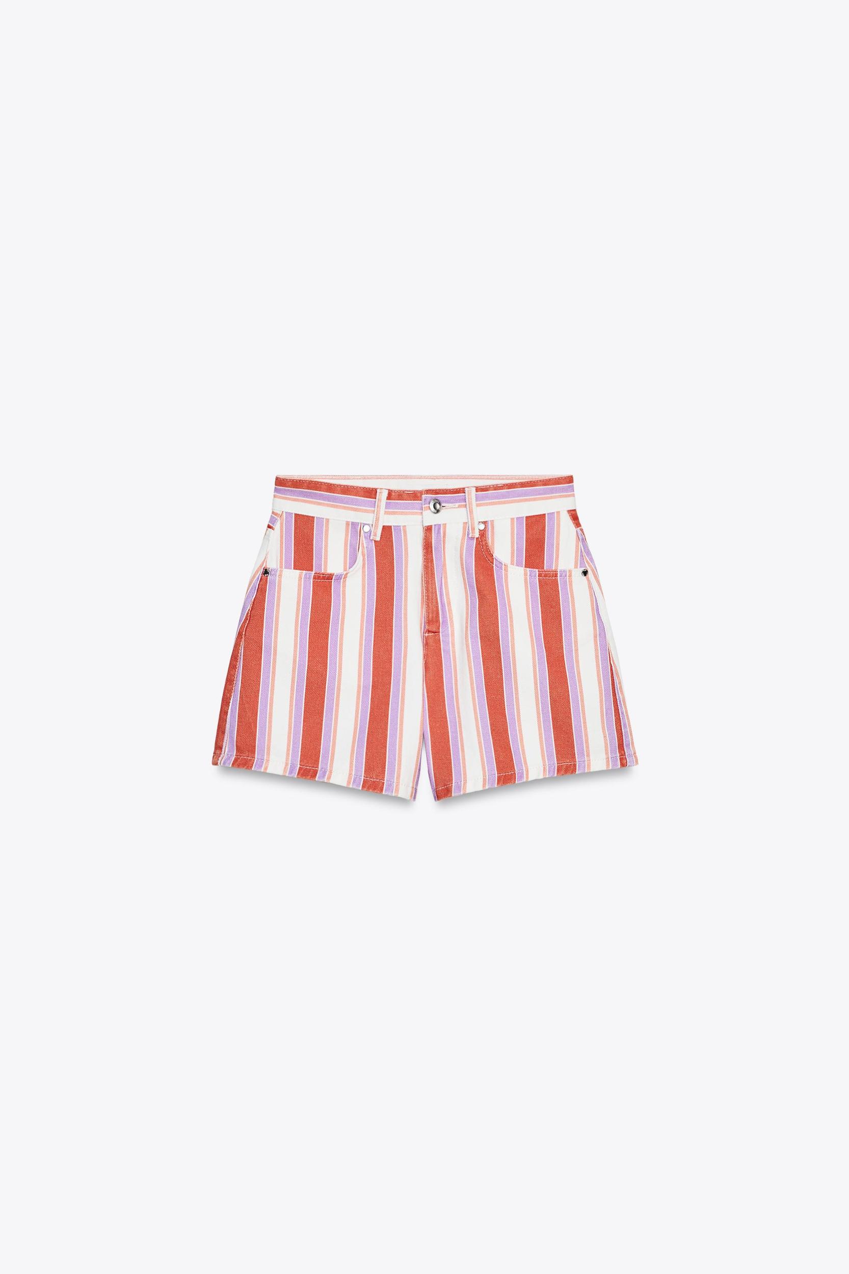 Z1975 MOM FIT HIGH-WAISTED STRIPED SHORTS Product Image