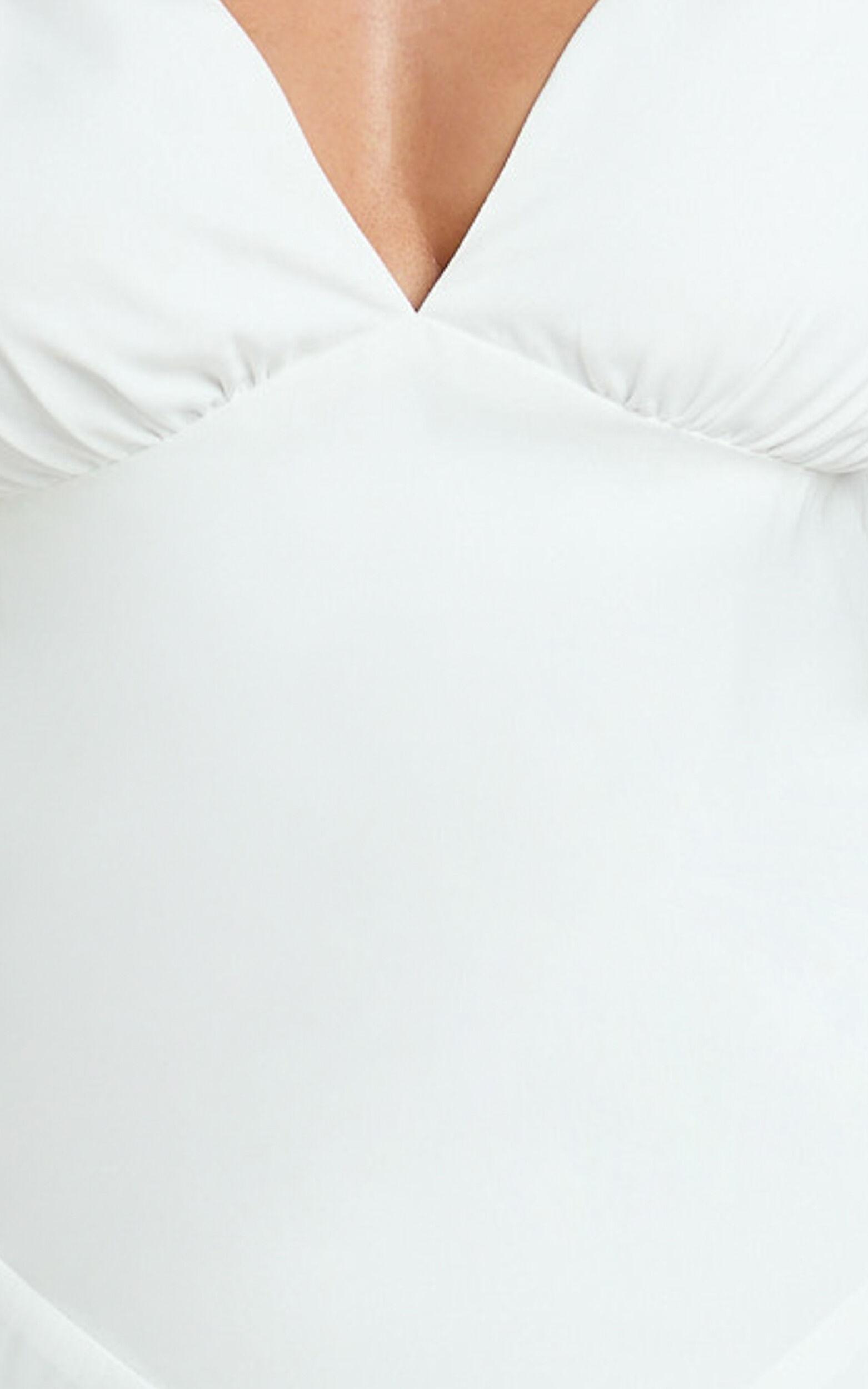 Venus Mini Dress - Contrast Tie Shoulder Short Sleeve Bias Cut Dress in Off White Product Image