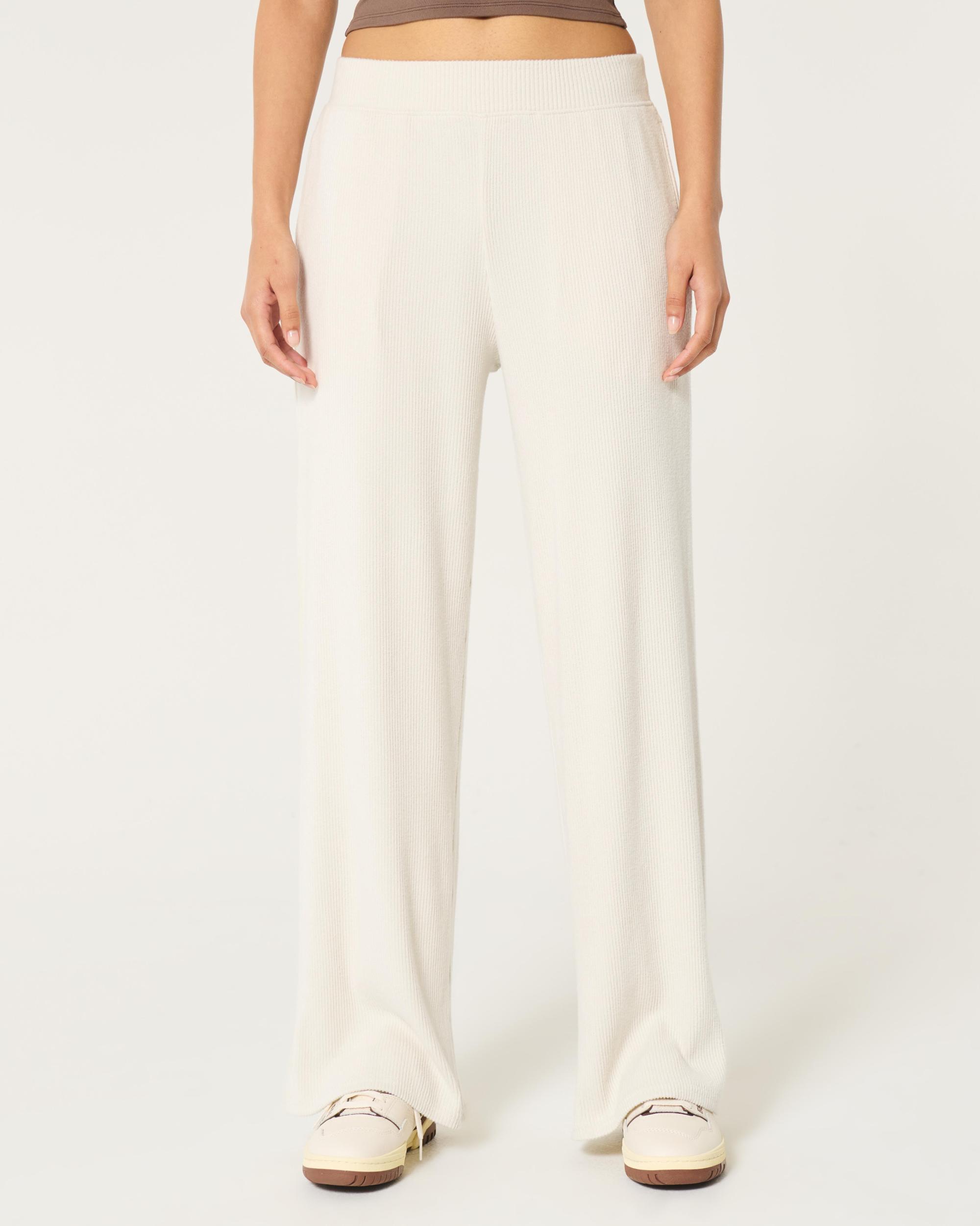 Cozy Ribbed Wide-Leg Pants Product Image