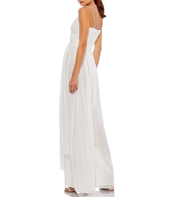 Mac Duggal Ruched Bodice Tie Waist Chiffon Jumpsuit Product Image