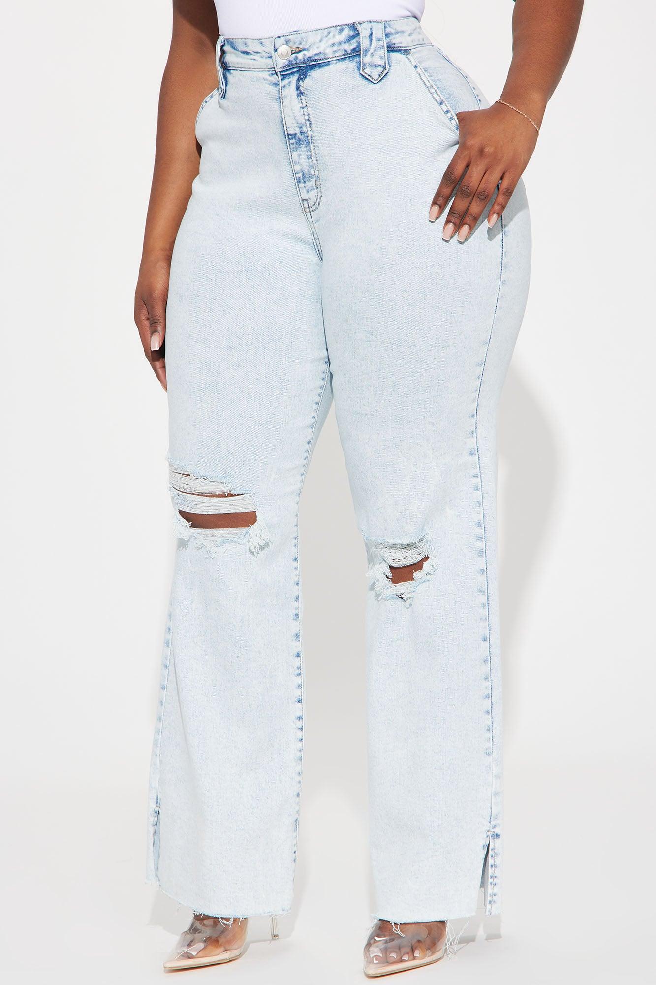 Doubling Down Ripped Flare Jeans - Light Wash Product Image