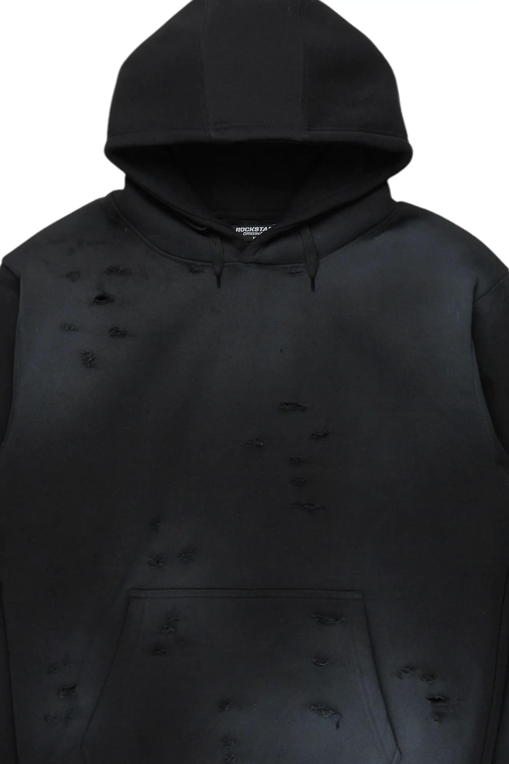 Baki Black Distressed Hoodie Male Product Image