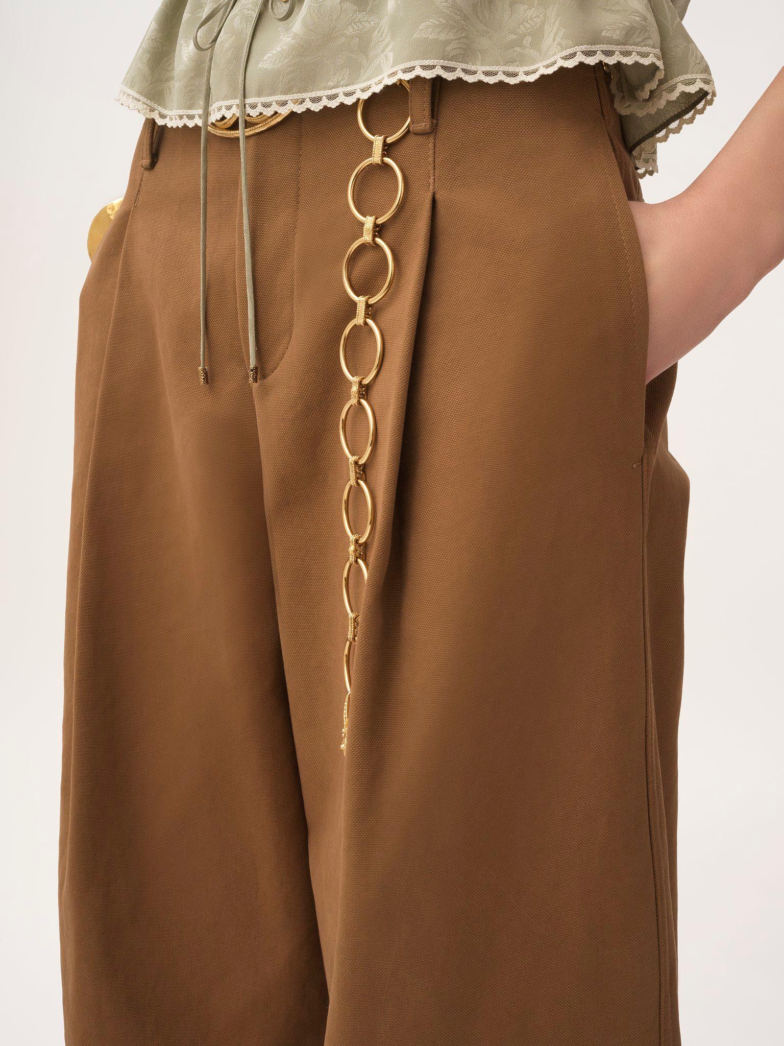 High-rise wide-leg pants in cotton canvas Product Image