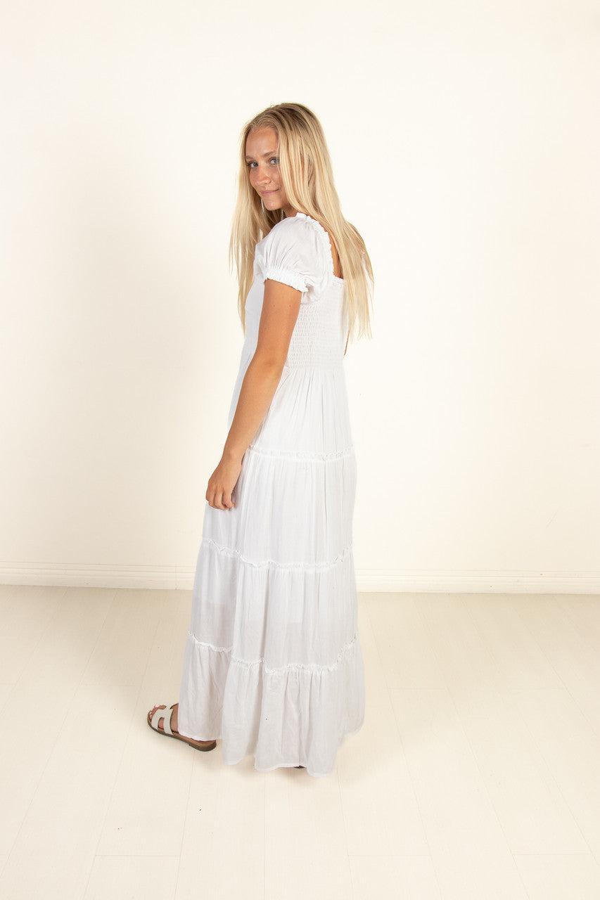 White Lace Up Milkmaid Maxi Dress Product Image