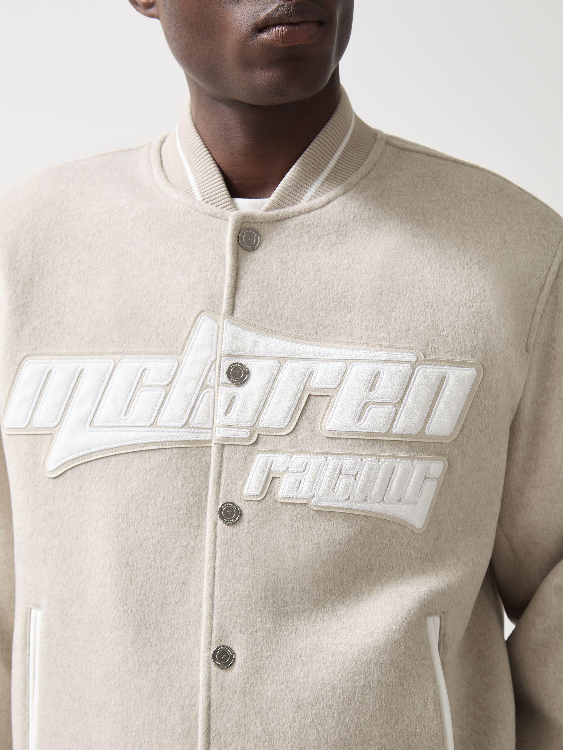 McLaren F1 Team Brushed Bomber Jacket in Oatmeal Melange Product Image
