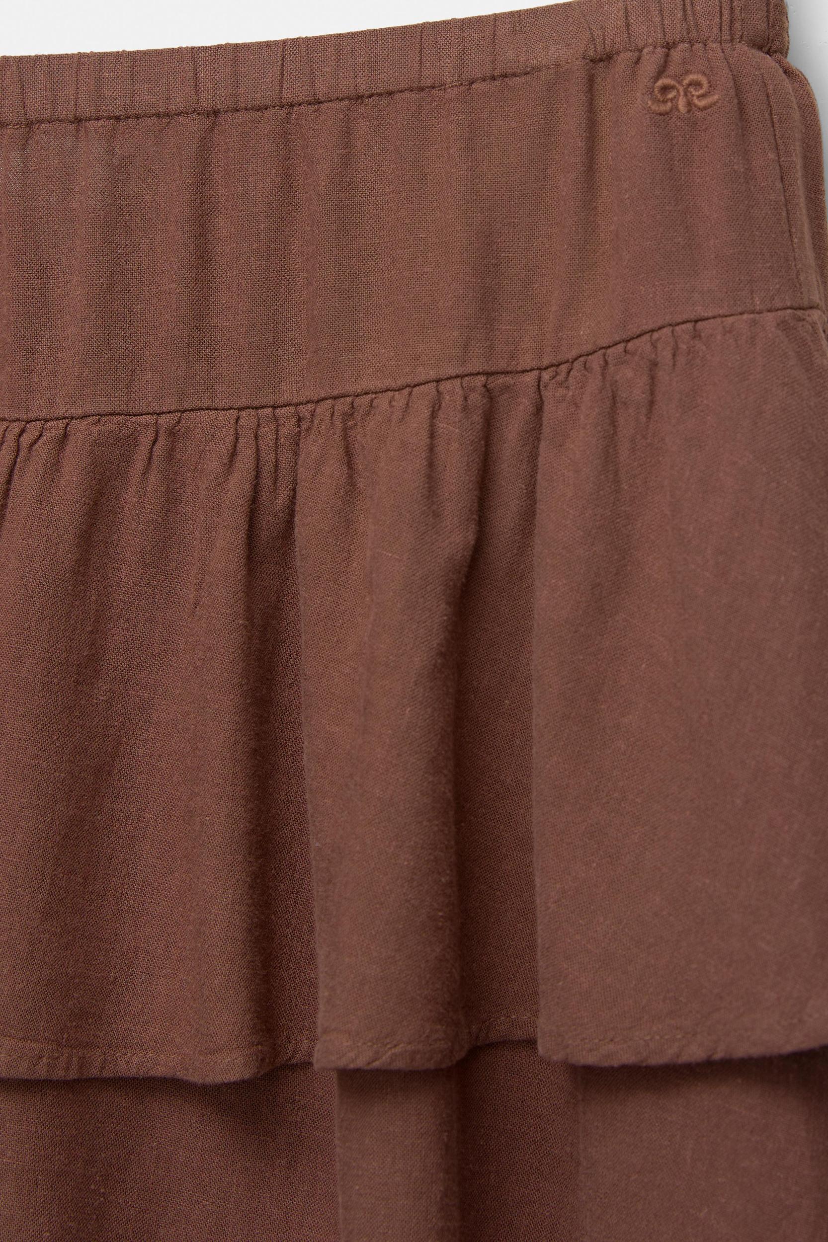 Ruffled linen blend mini skirt Product Image