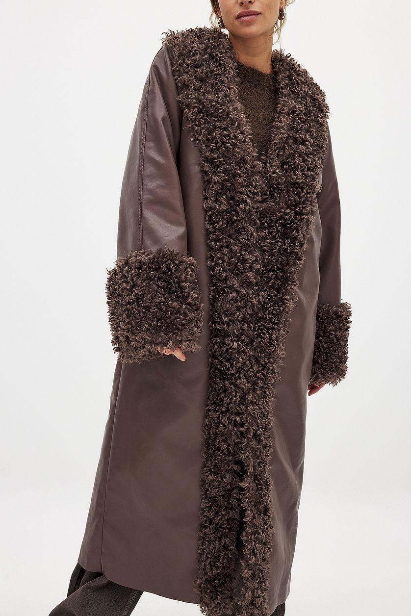 Shearling Detail Maxi Coat Product Image