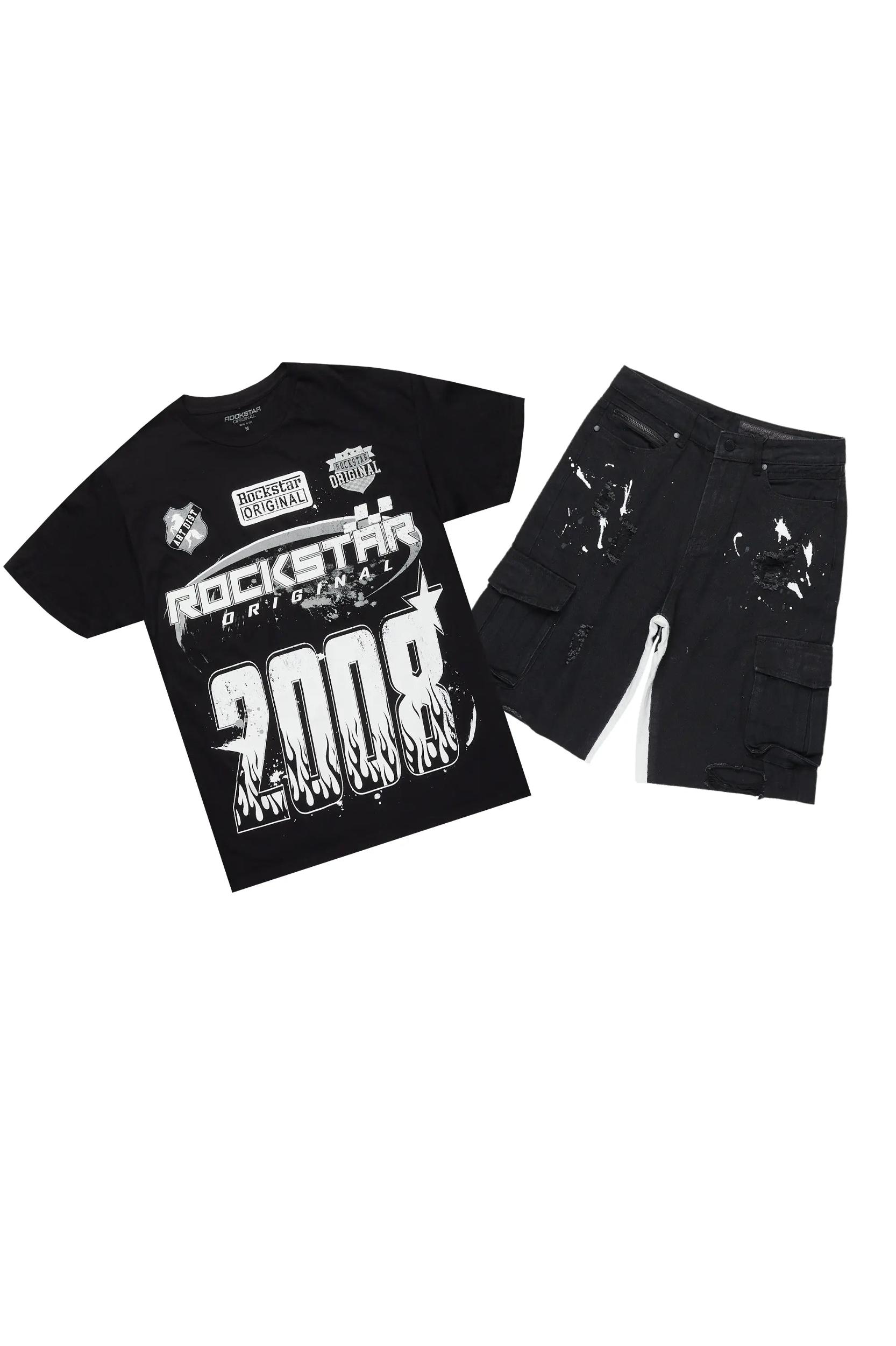 Amos Black T-Shirt/Denim Short Set Male Product Image
