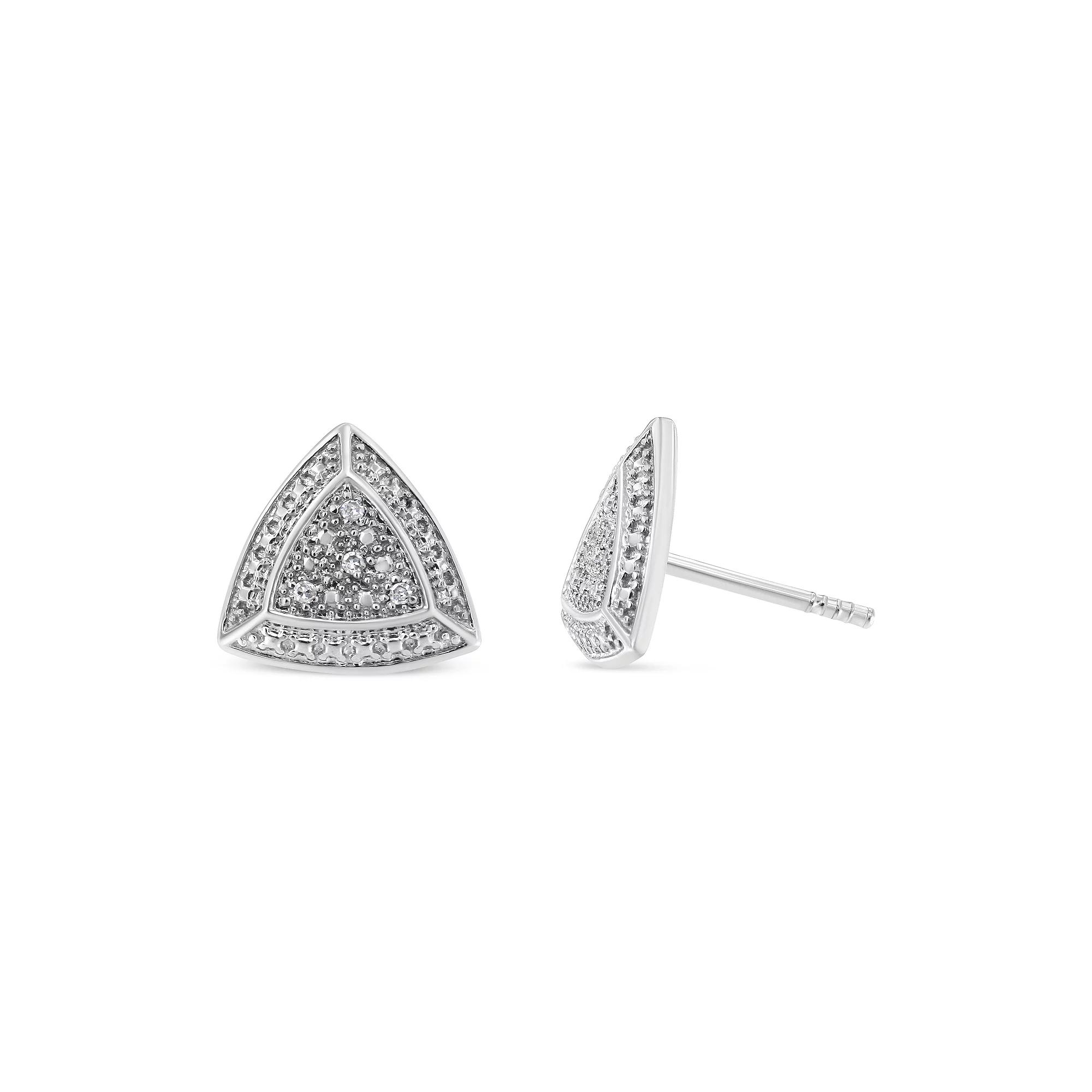 Haus of Brilliance Sterling Silver Diamond-Accented Trillion 4-Stone Halo-Style Stud Earrings, Women's Product Image