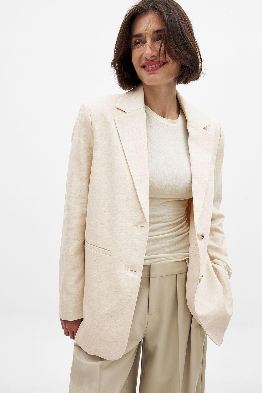 Oversized Tailored Linen Blazer Product Image