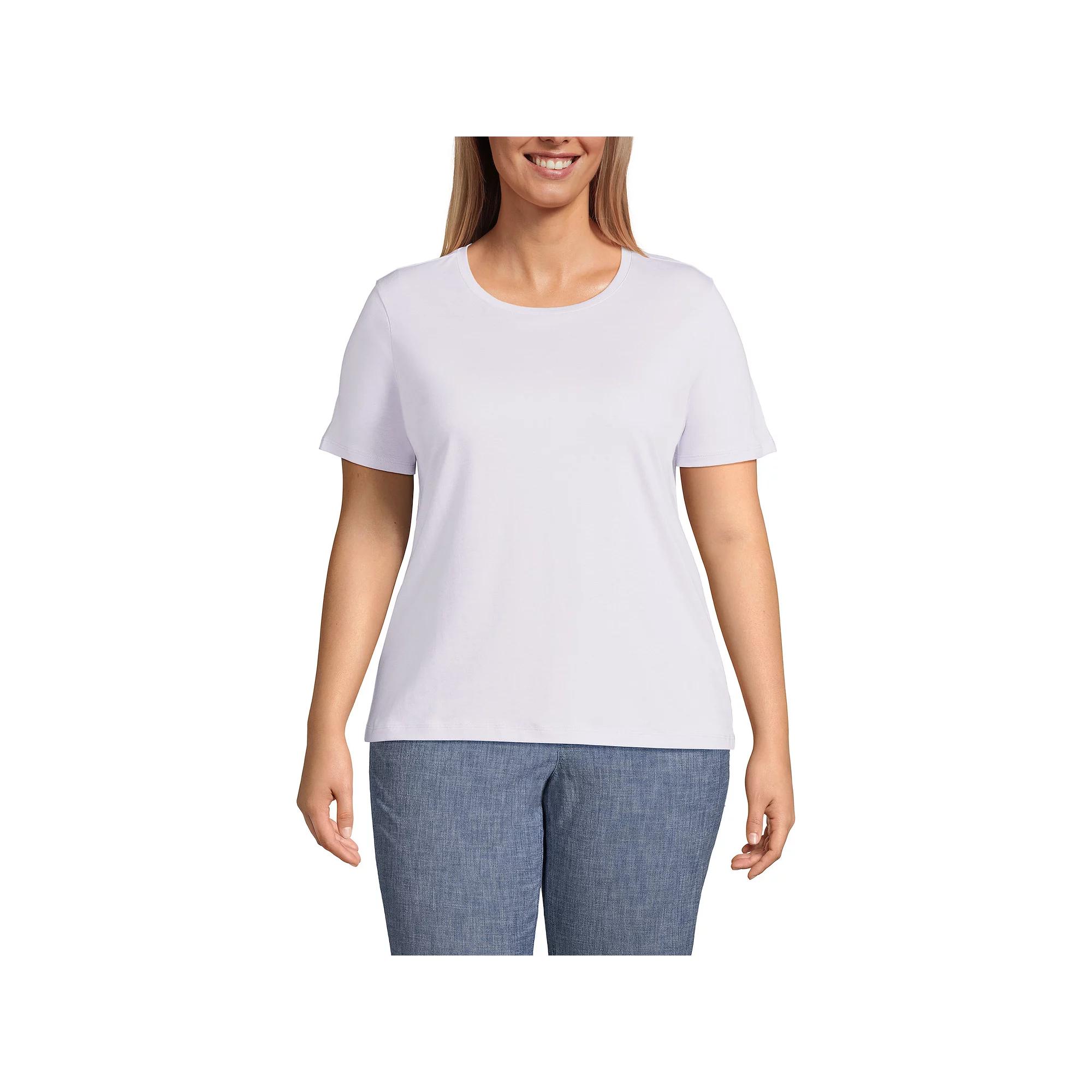 Plus Size Lands' End Relaxed Supima Cotton Crewneck Tee, Women's, Size: 1XL, Pale Yellow Product Image