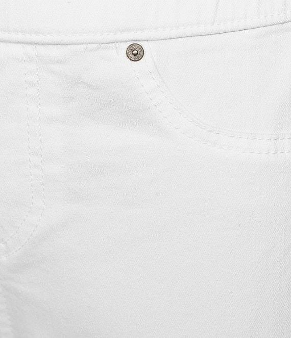 Intro Petite Size Straight Leg Tulip Eyelet Embroidered Frayed Hem Pull-On Ankle Pants Product Image