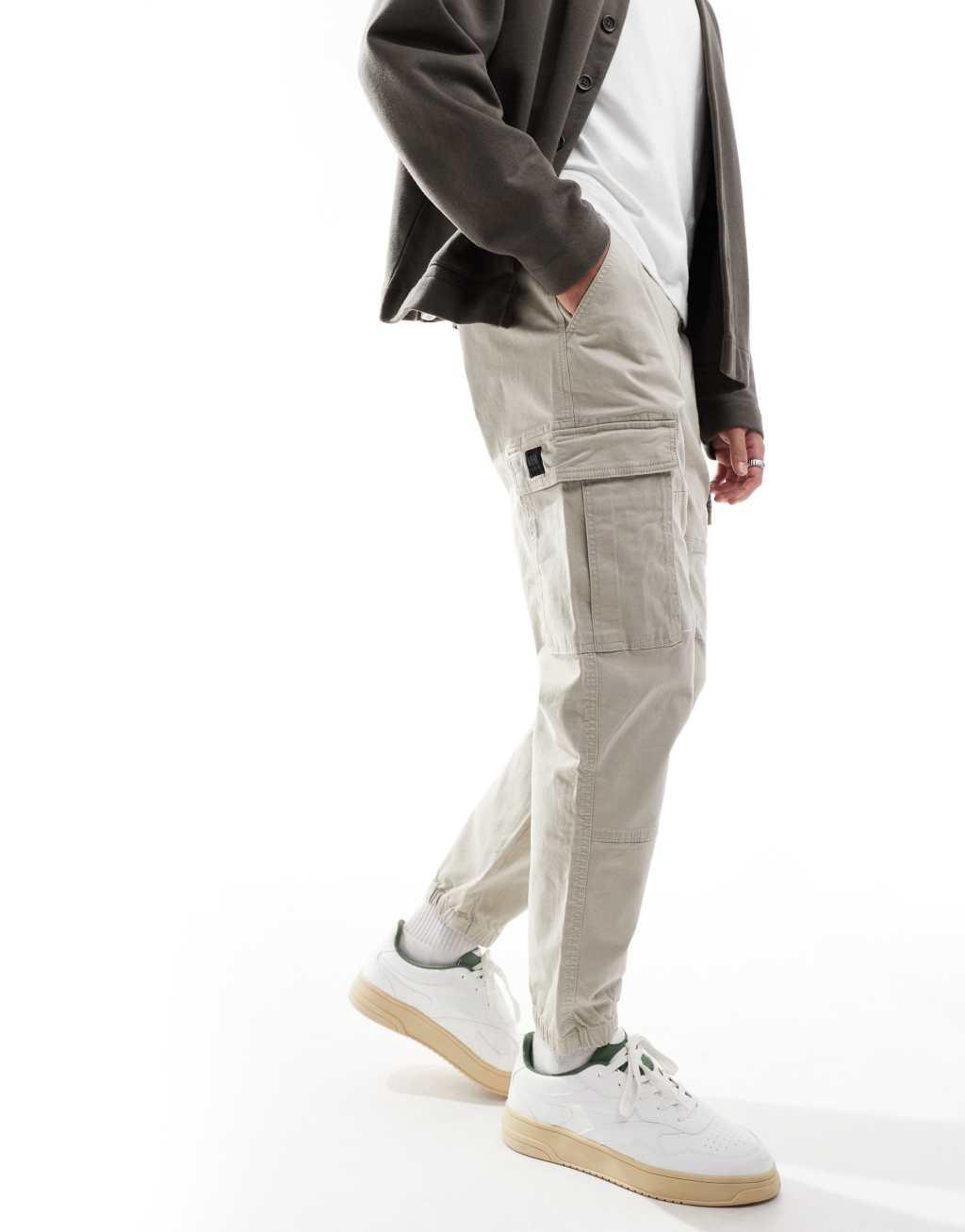 Pull&Bear cargo pants in stone Product Image