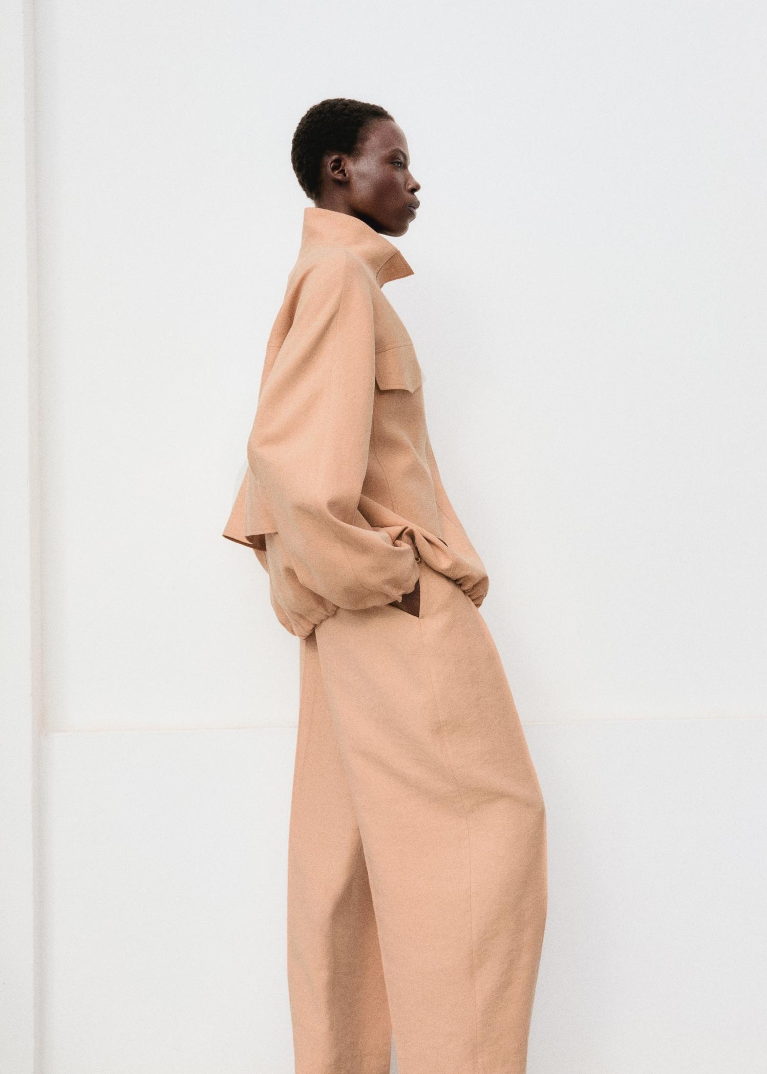 Oversized lyocell jacket with pockets - Women | MANGO USA Product Image