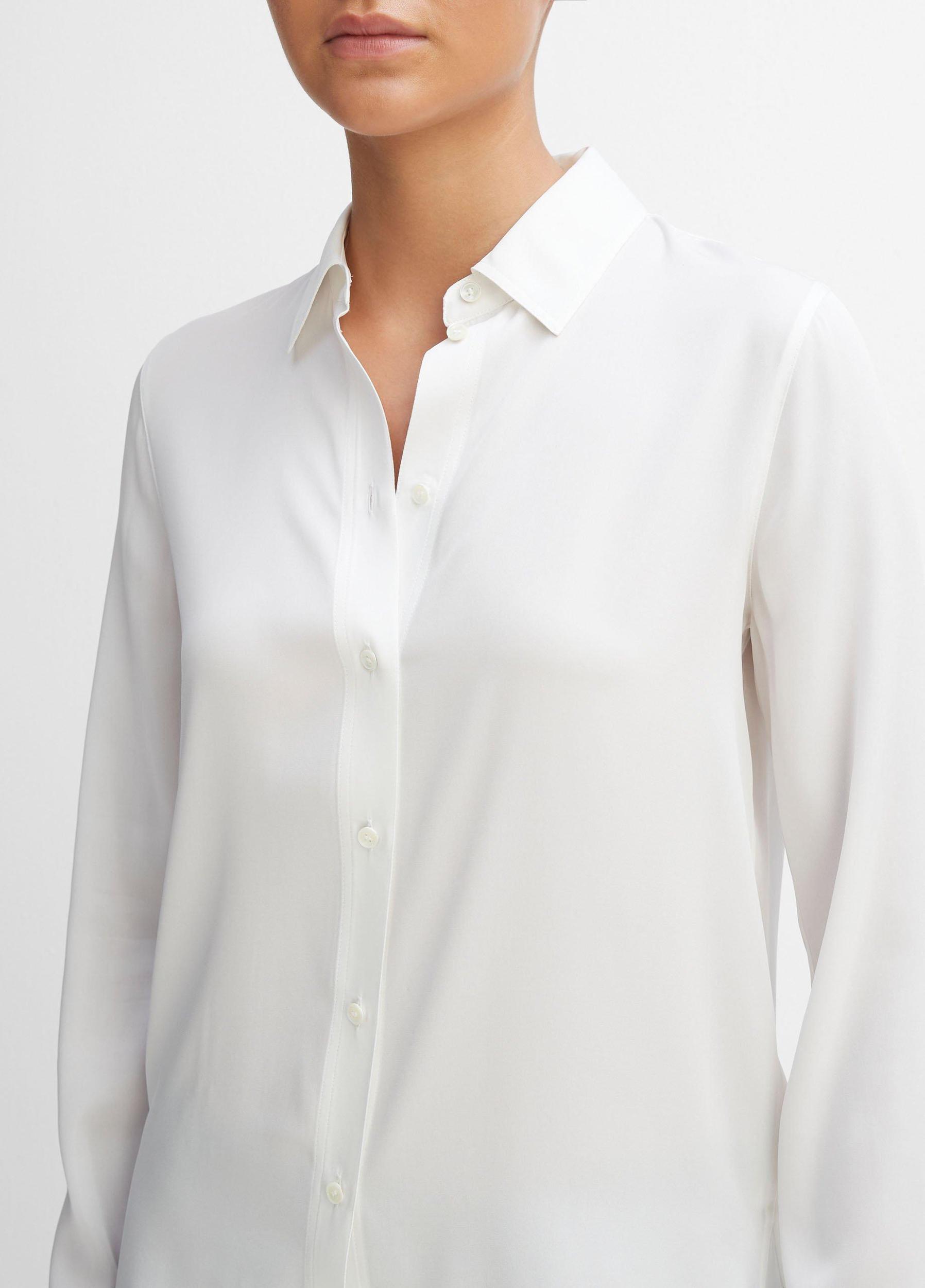 Slim Fitted Stretch-Silk Blouse Product Image