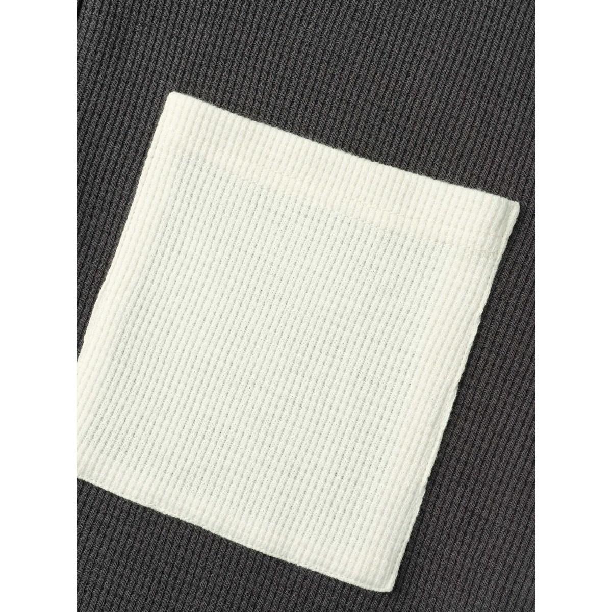 Plus Size Half Placket Chest Textured Pocket Hoodie Women DimGray Casual Texture Hooded Everyday Sweatshirts BloomChic 12/L Product Image