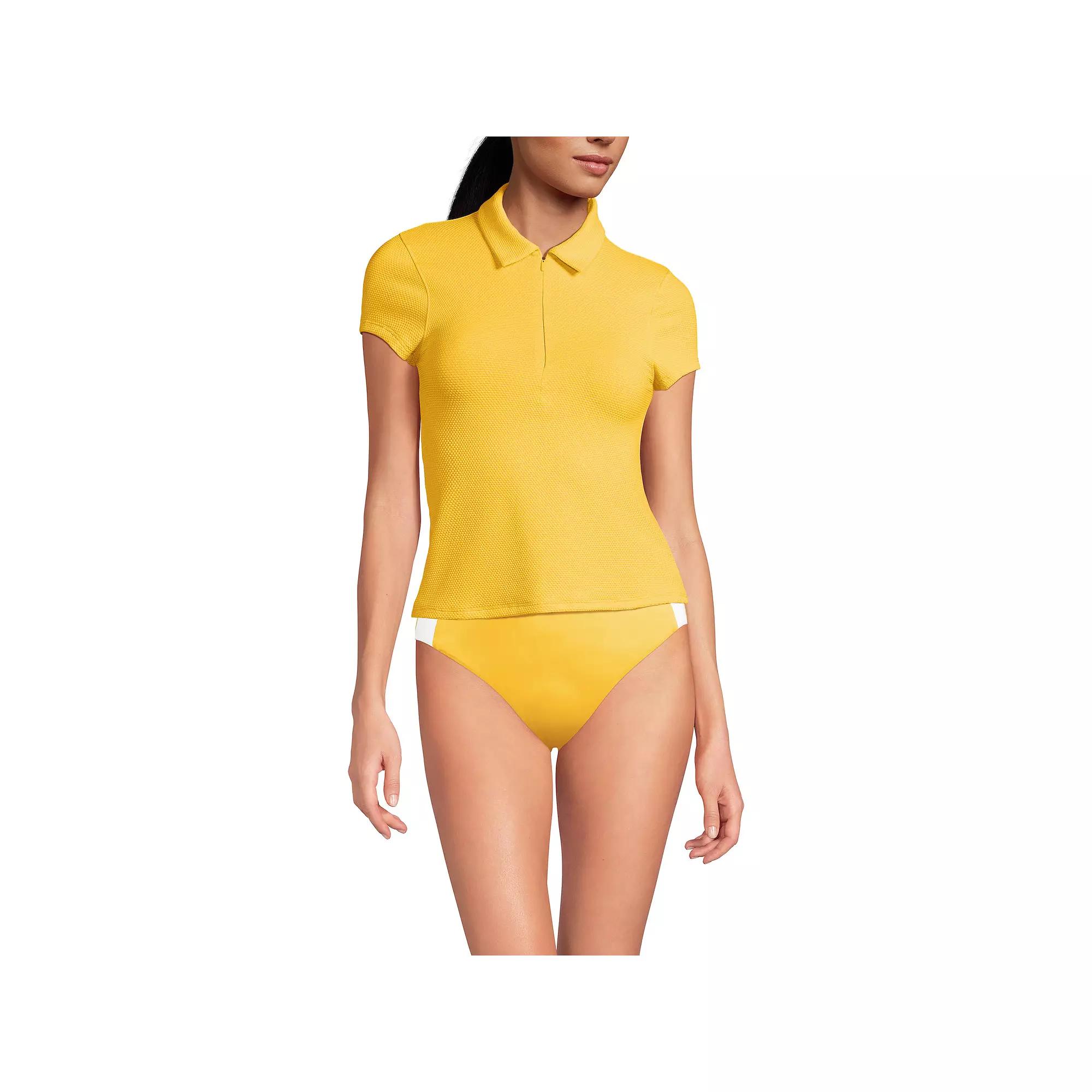 Women's Lands' End Short Sleeve Pique Johnny Collar UPF 50 Rashguard,  Product Image