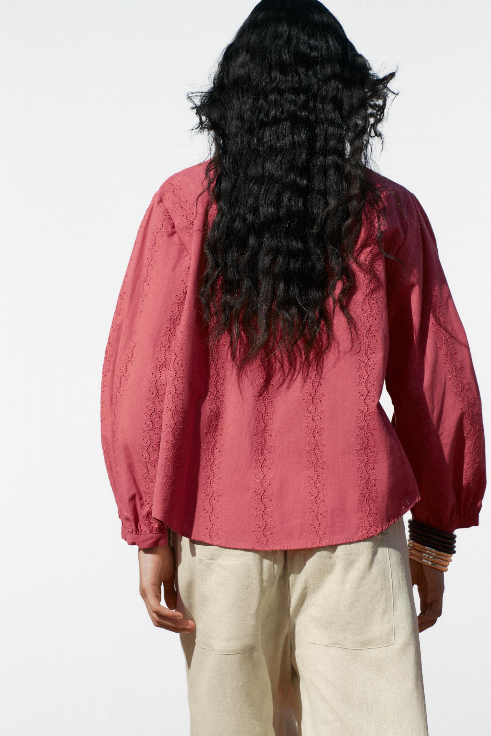 EMBROIDERED EYELET BLOUSE Product Image