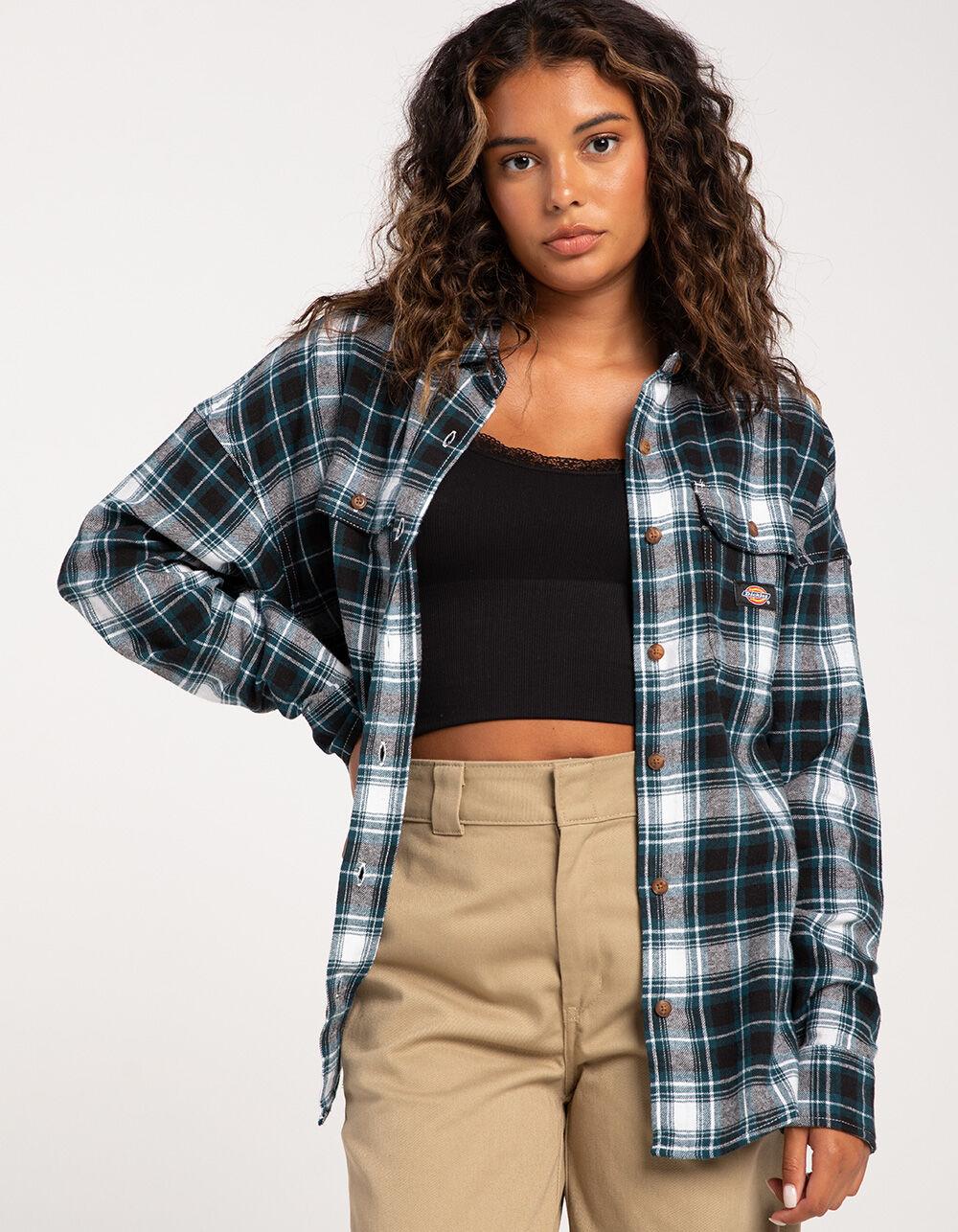 DICKIES Womens Flannel Shirt - WHITE COMBO Product Image