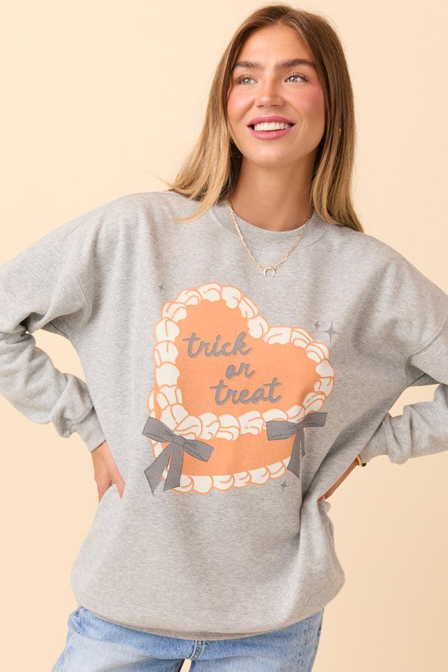 Trick Or Treat Cake Light Grey Graphic Sweatshirt Product Image
