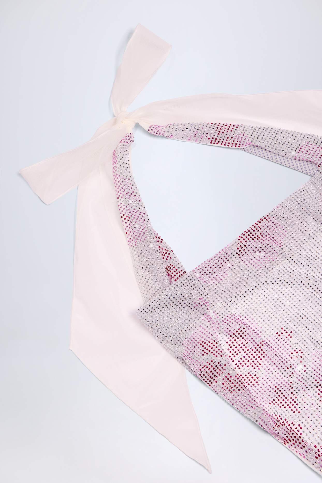 Embellished Cowl-Neck Maxi Dress in Pink White Hotfix Product Image