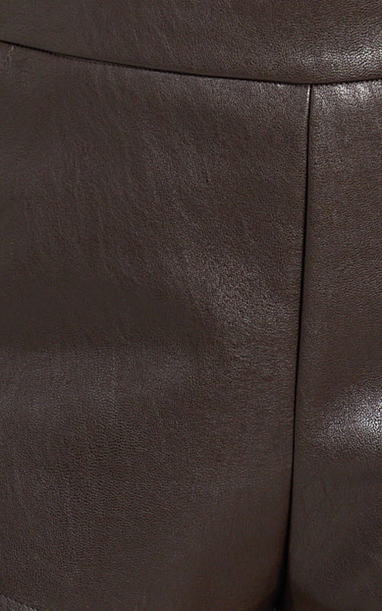 Rosetta Shorts - PU Fitted Micro Shorts in Chocolate Product Image