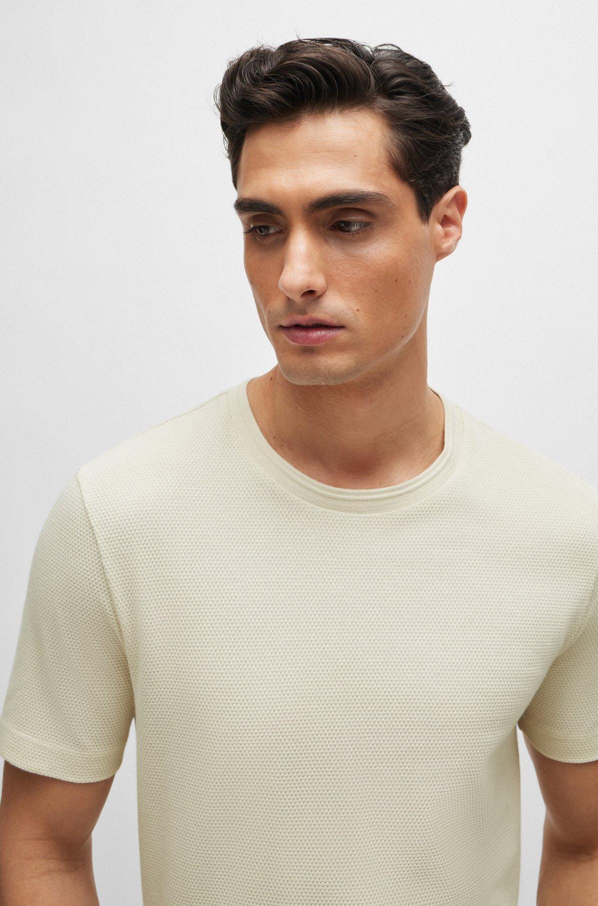 BOSS -  T-shirt with bubble-jacquard structure - White Product Image
