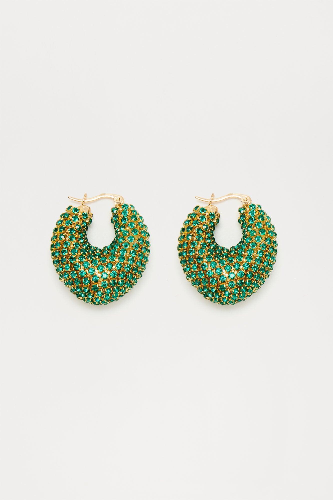 Maybell Hoop Earrings - Gold/Green Product Image