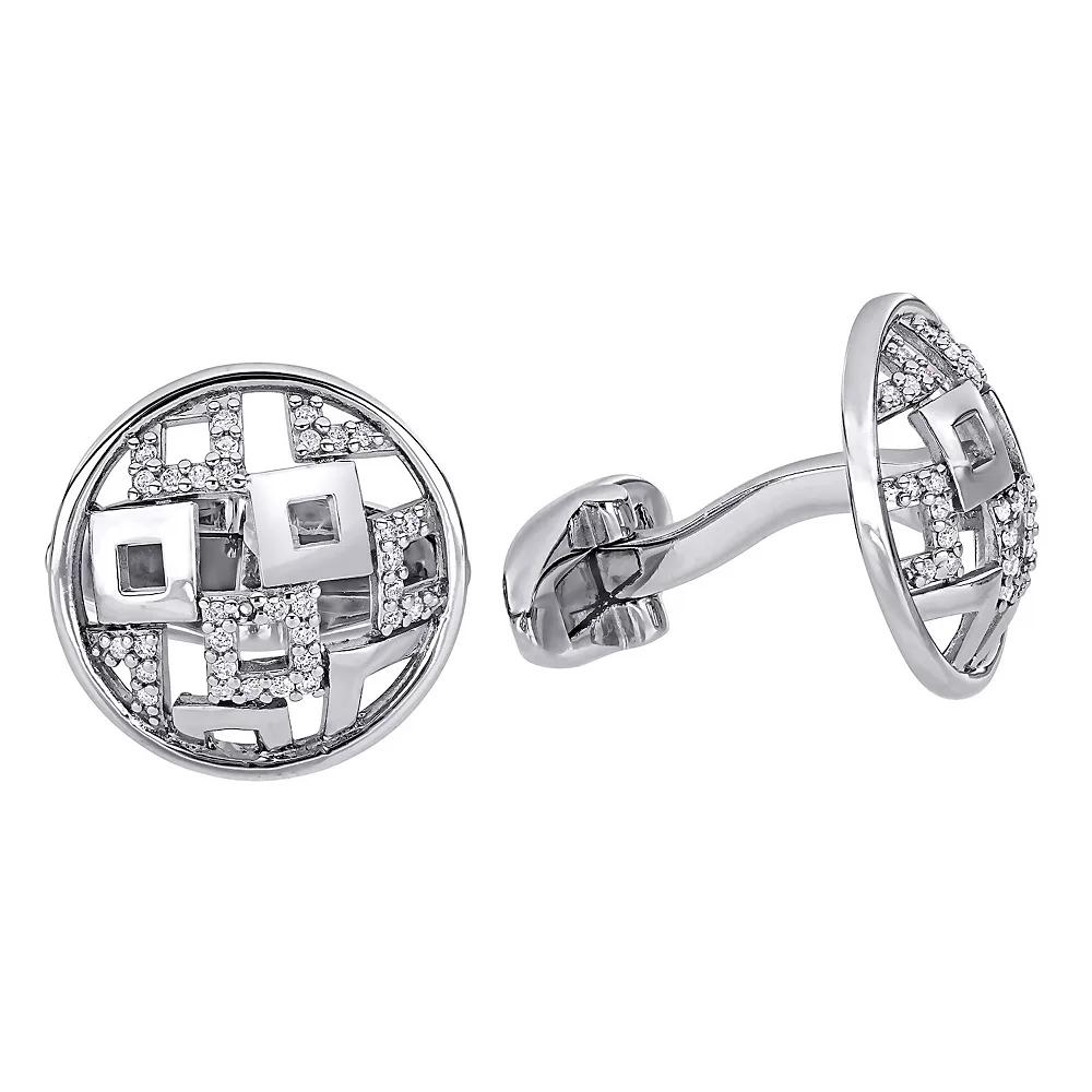 Stella Grace Men's Sterling Silver 1/5 Carat T.W. Diamond Lattice Cuffllinks Product Image