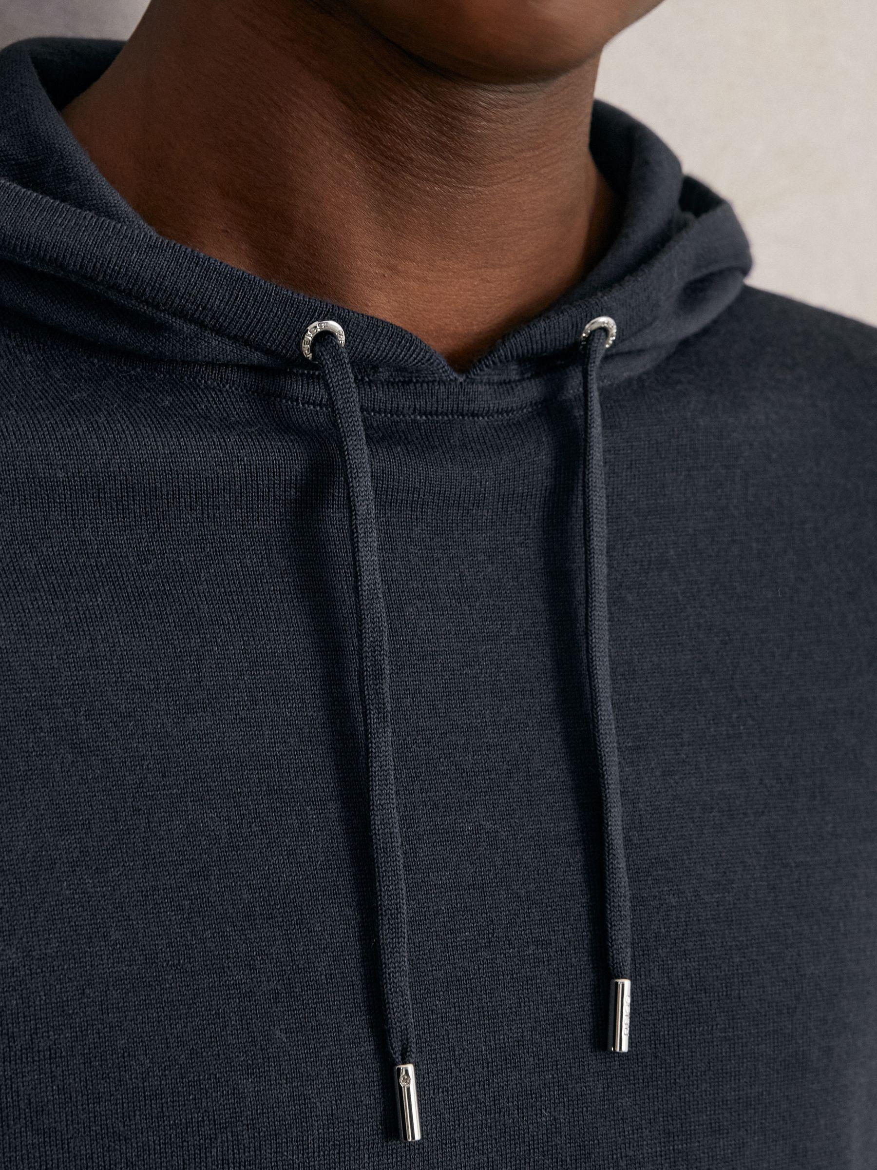 Merino Wool Drawstring Hoodie in Midnight Navy Product Image
