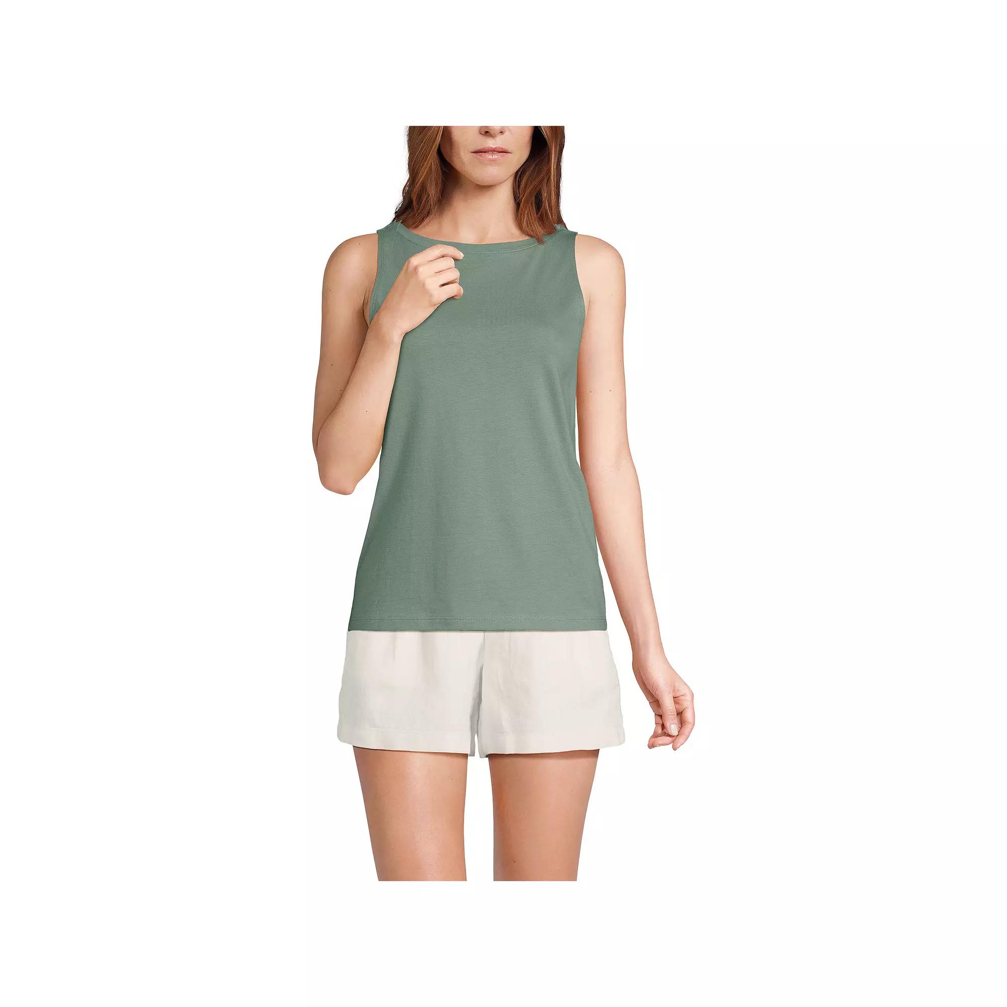 Women's Lands' End Supima Boatneck Cotton Tank Top,  Product Image