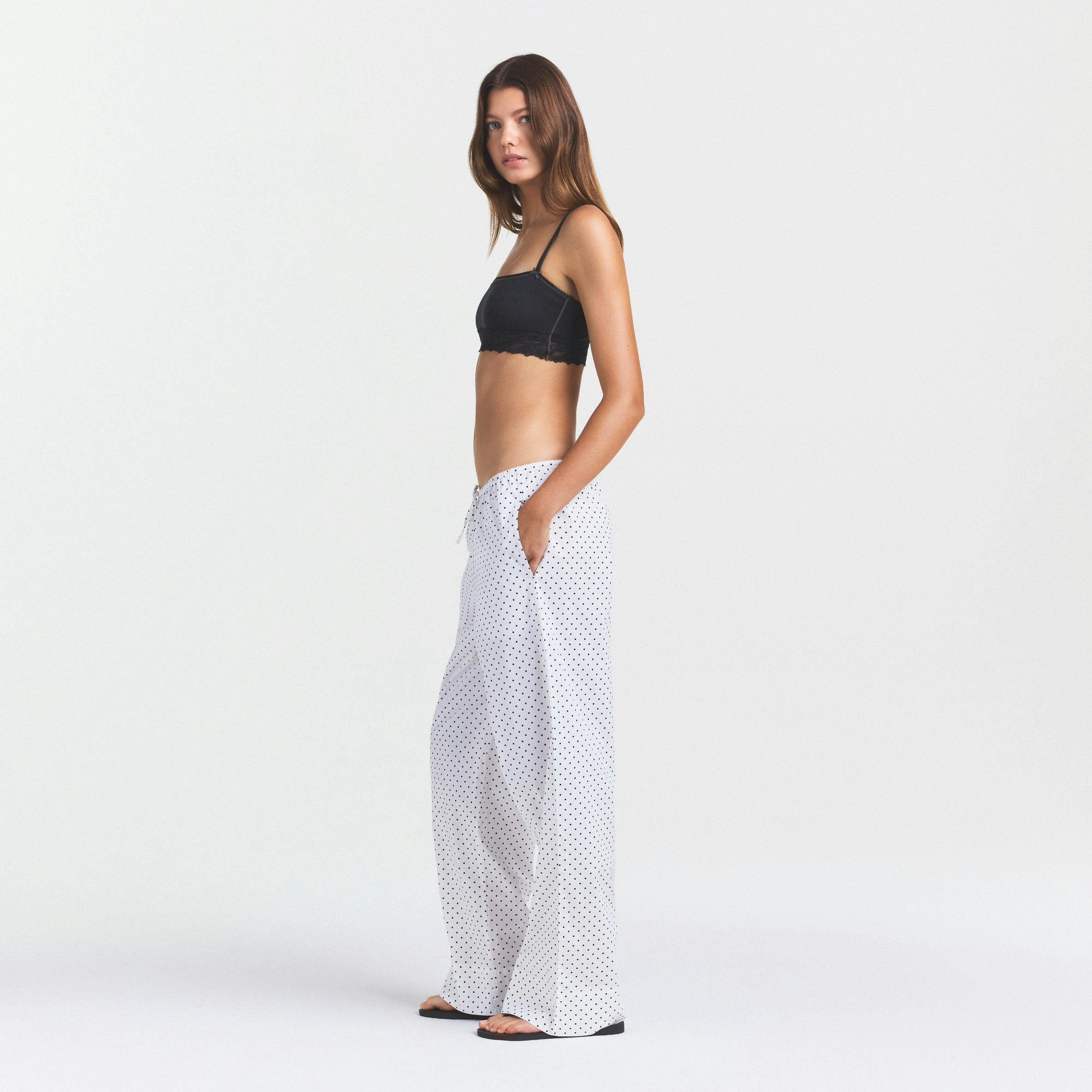 COTTON POPLIN SLEEP STRAIGHT LEG PANT | ONYX DOT PRINT Product Image