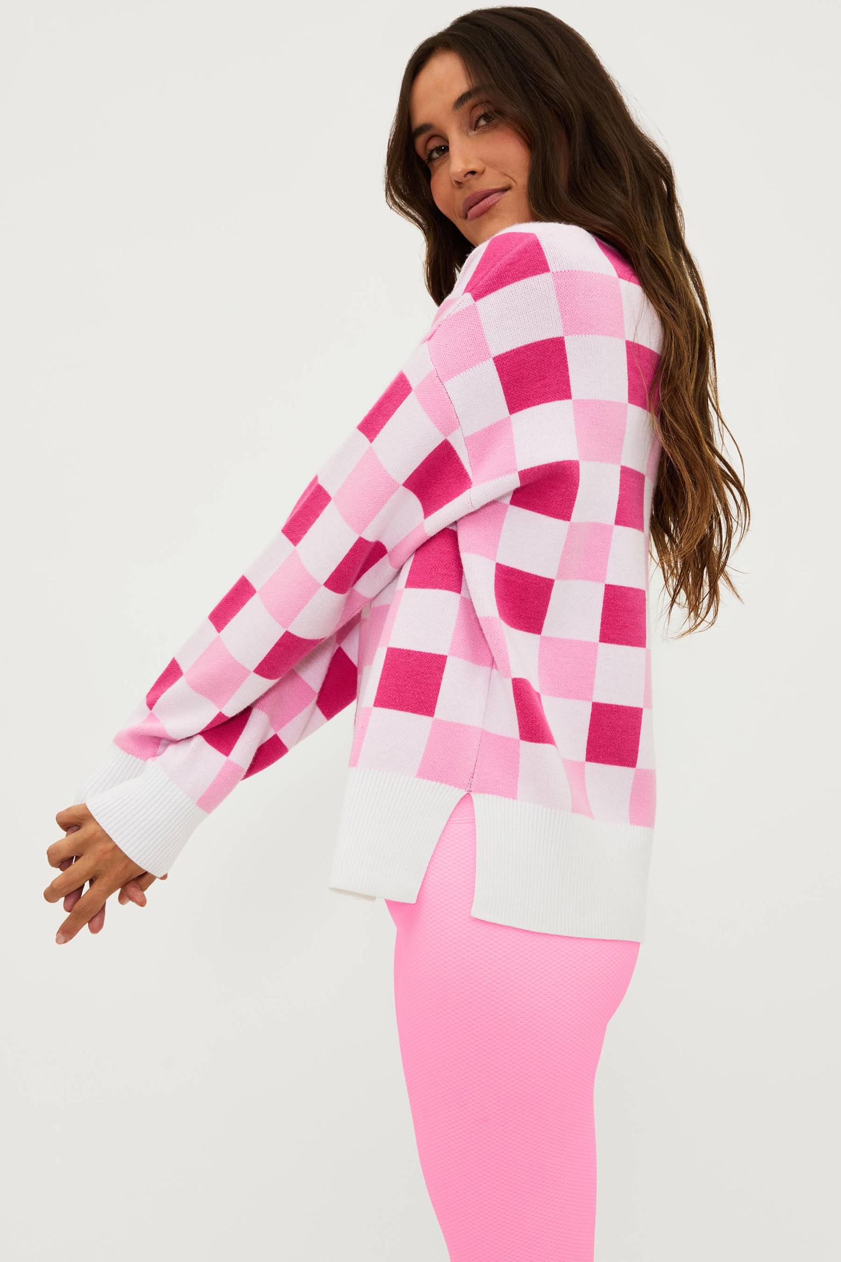 Callie Sweater Peony Petal Checker Product Image