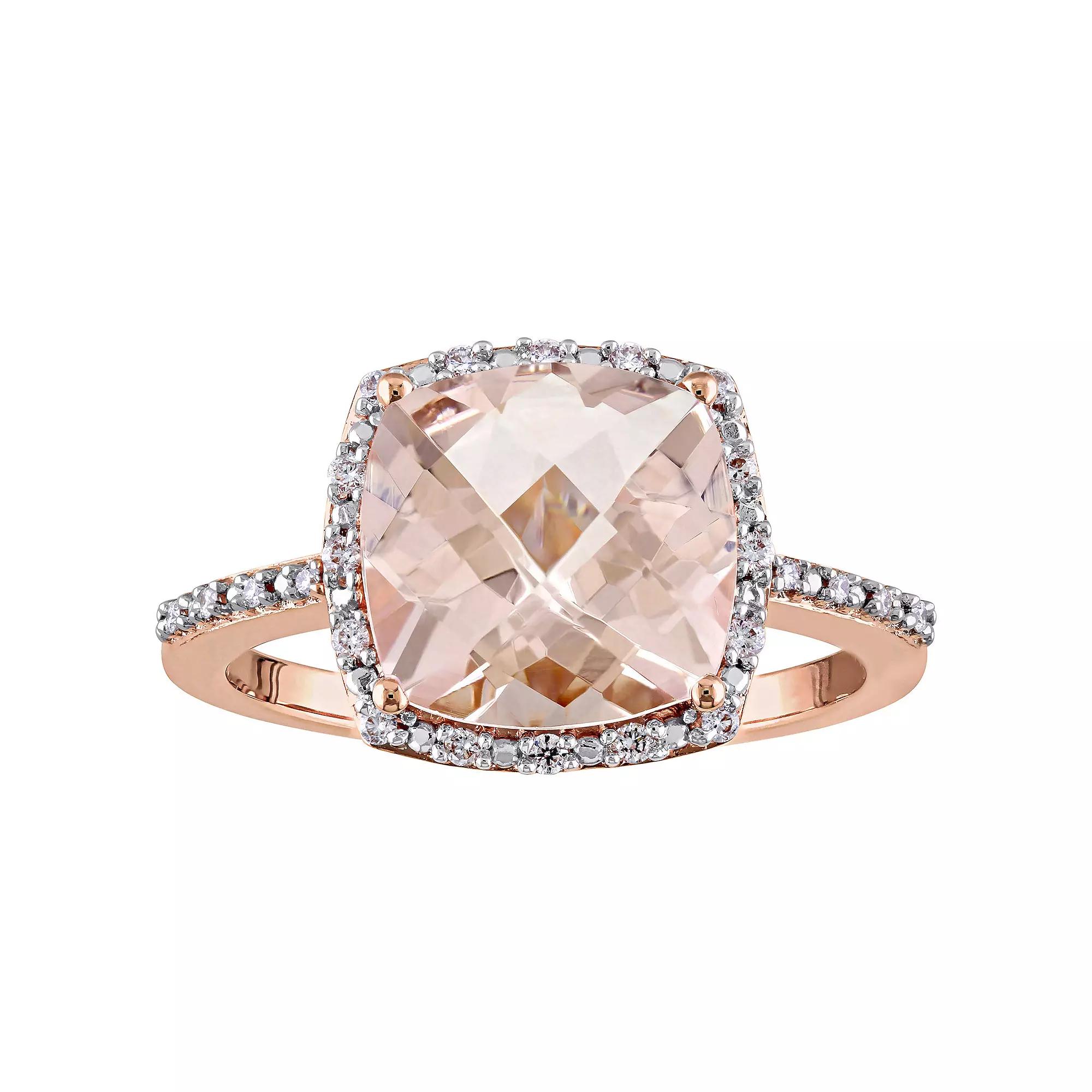 Stella Grace 14k Rose Gold Morganite & 1/10 Carat T.W. Diamond Engagement Ring, Women's,  Product Image