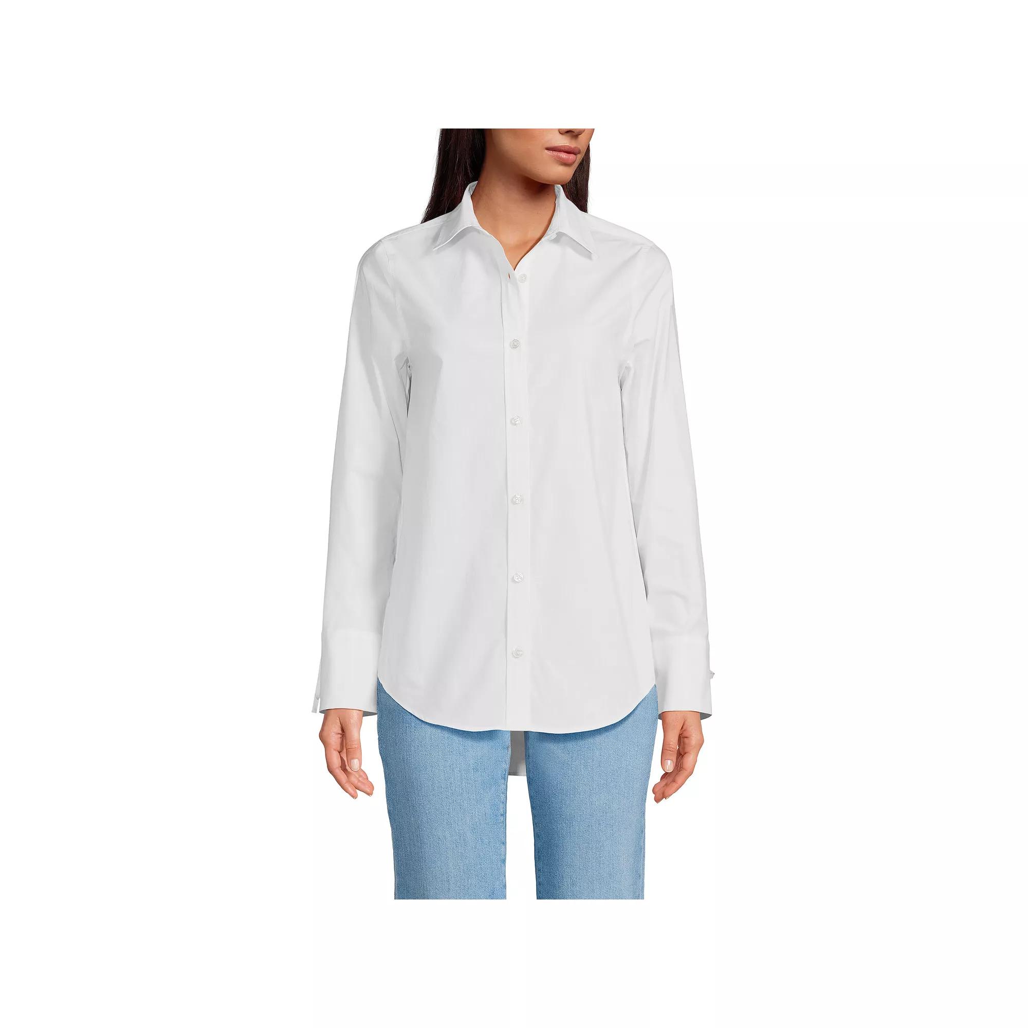 Women's Lands' End Poplin Tie Sleeve Shirt,  Product Image